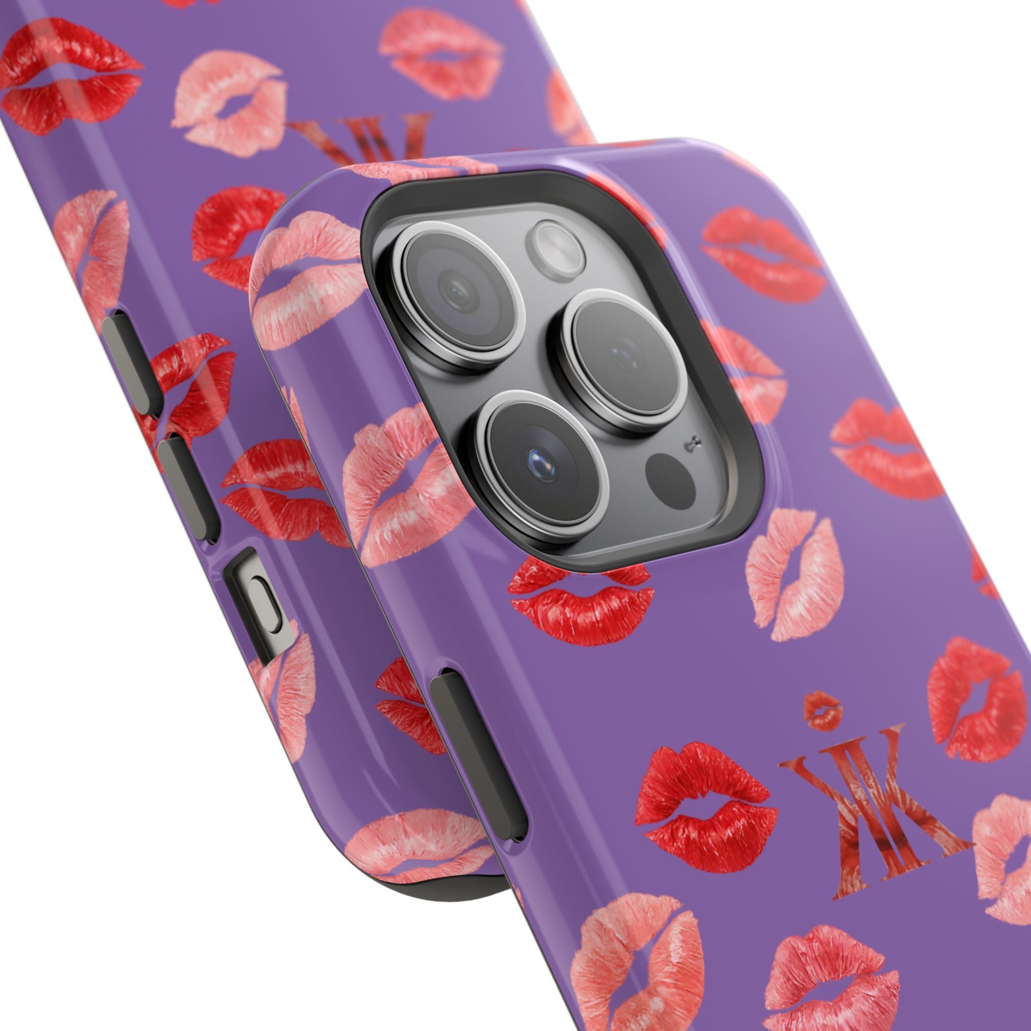 Psyche Collection Light Purple - Kiss Pattern Magnetic Impact Phone Case