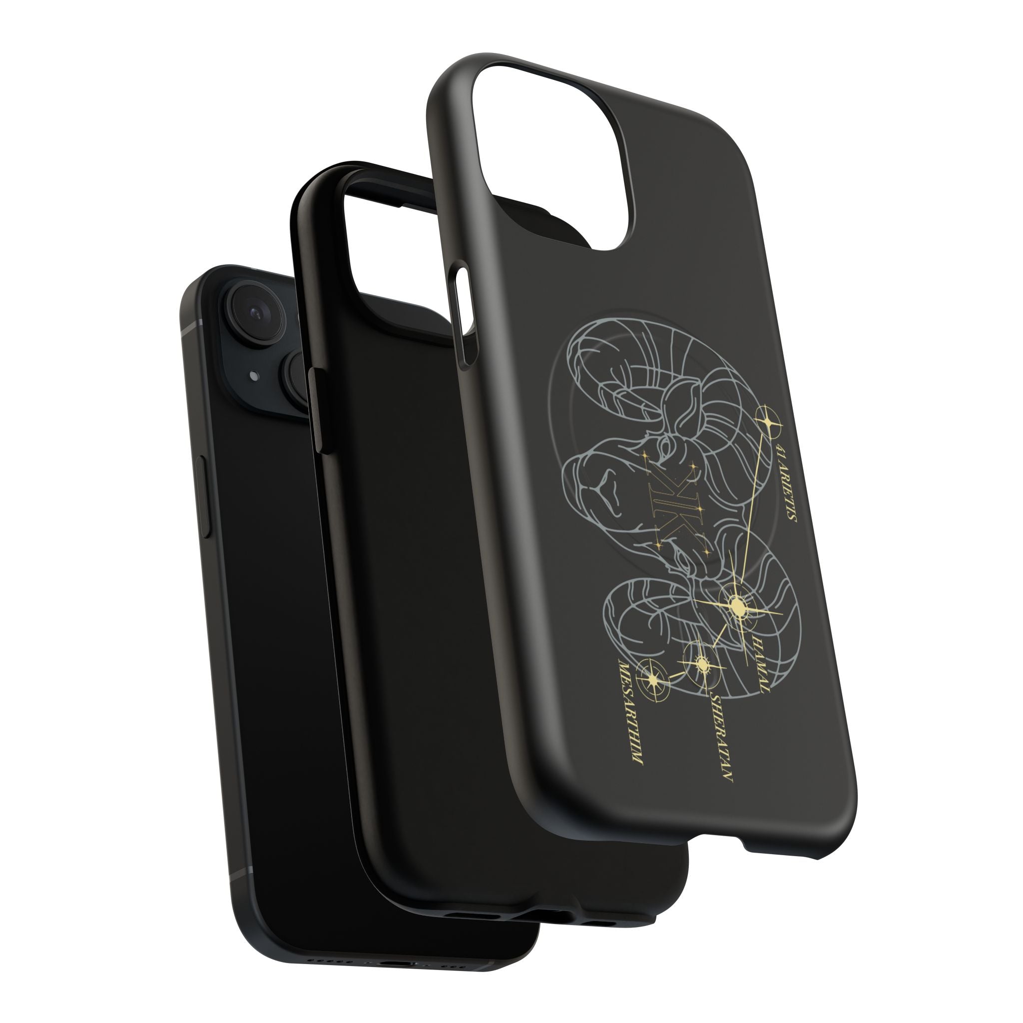 Aether Collection BLACK Aries Tough Magnetic Phone Case — Minimal Zodiac Design
