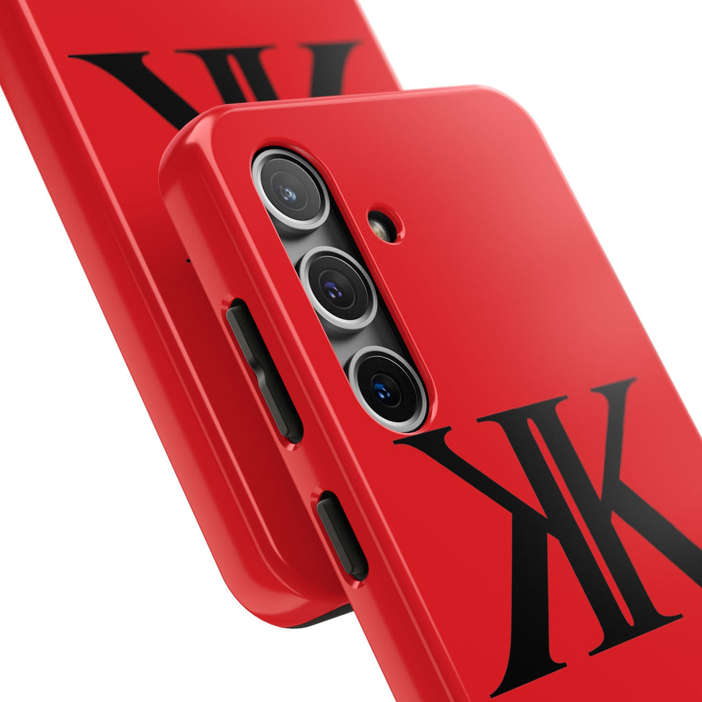 Monogram 'KK' RED Tough Phone Case — Minimal Black Initials Protective Cover