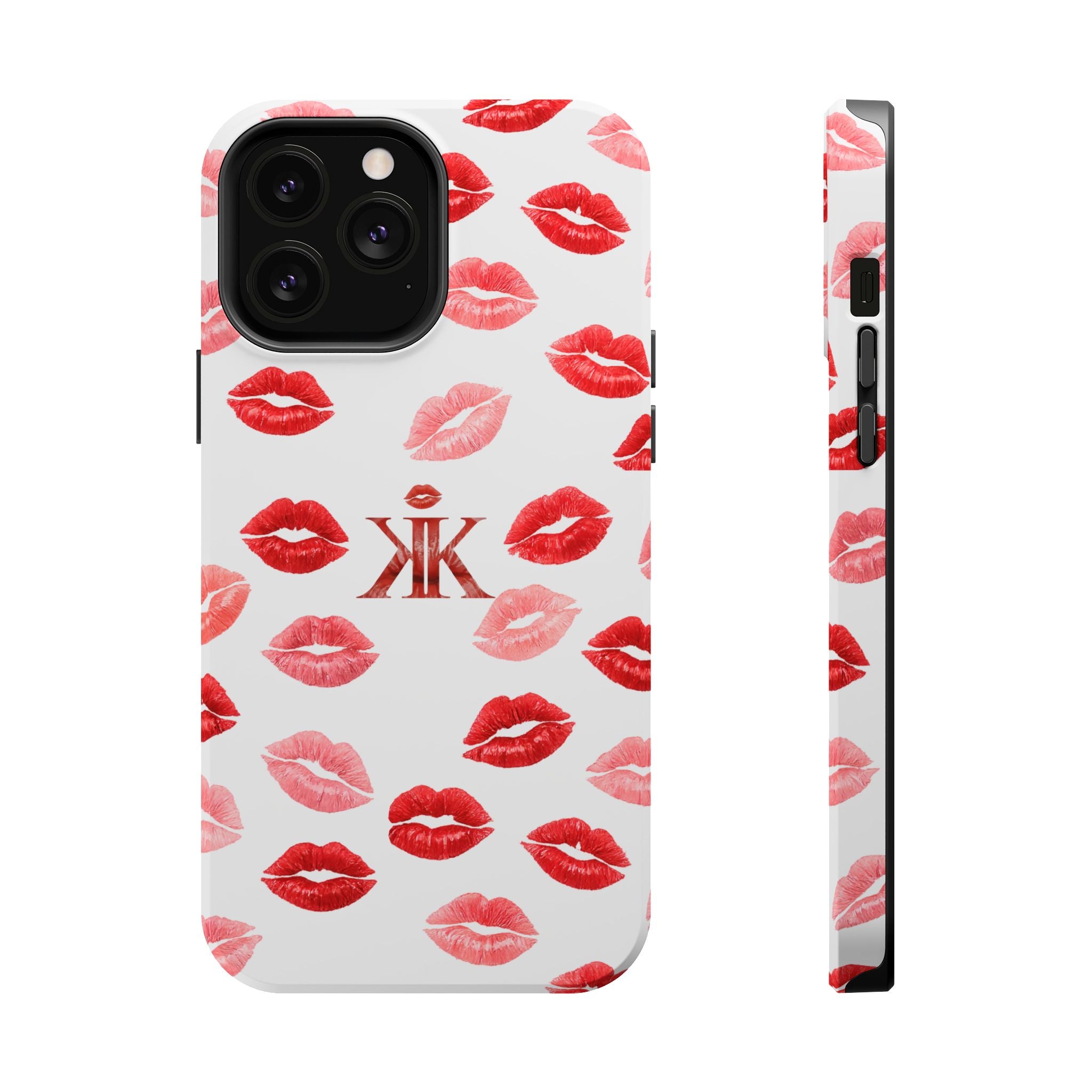 Psyche Collection White - Kiss Pattern Magnetic Impact Phone Case