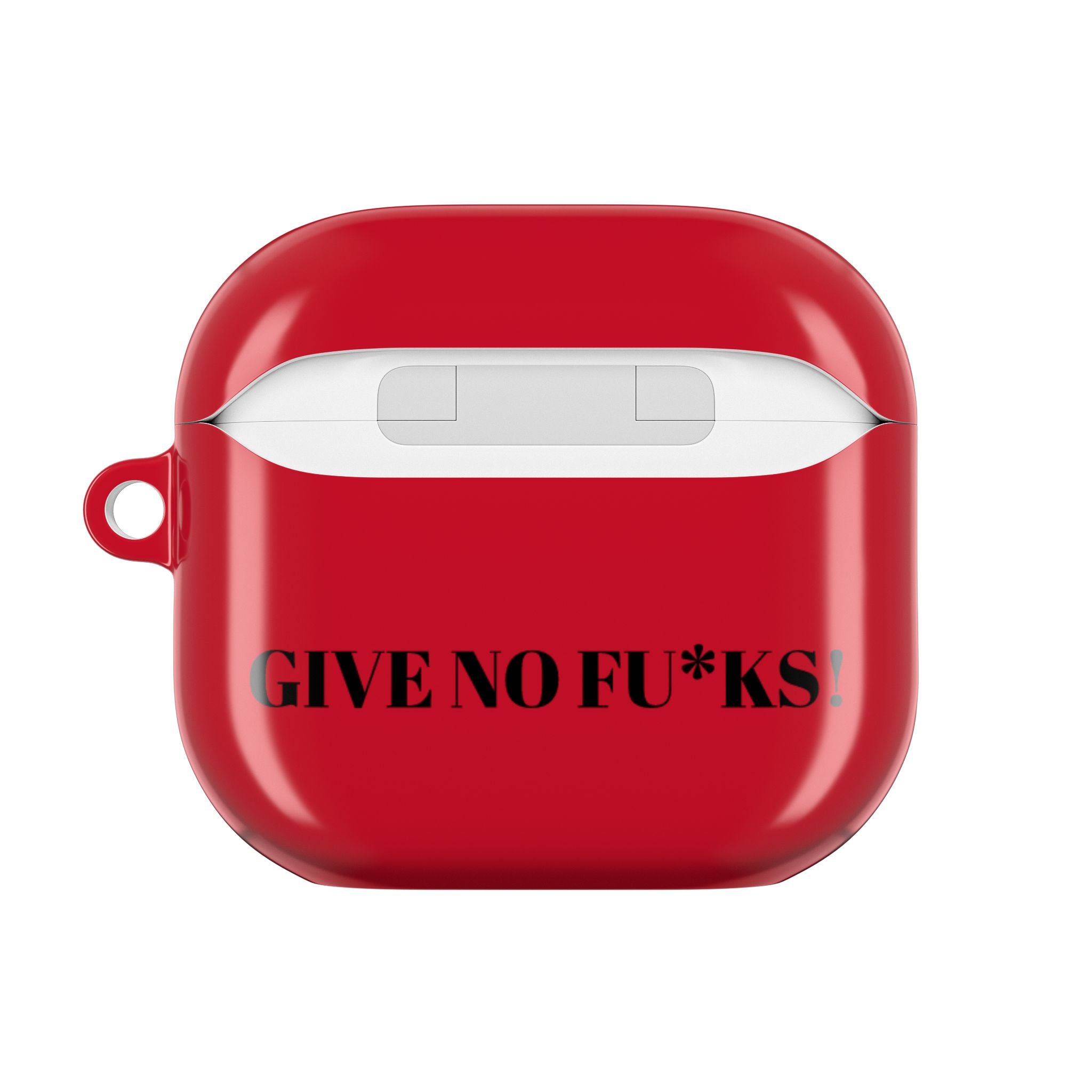 Kairos Kosmos AirPod Case RED — Minimalist Black Typography ‘Kairos Kosmos’ & “Give No Fu*ks!” Protective Cover