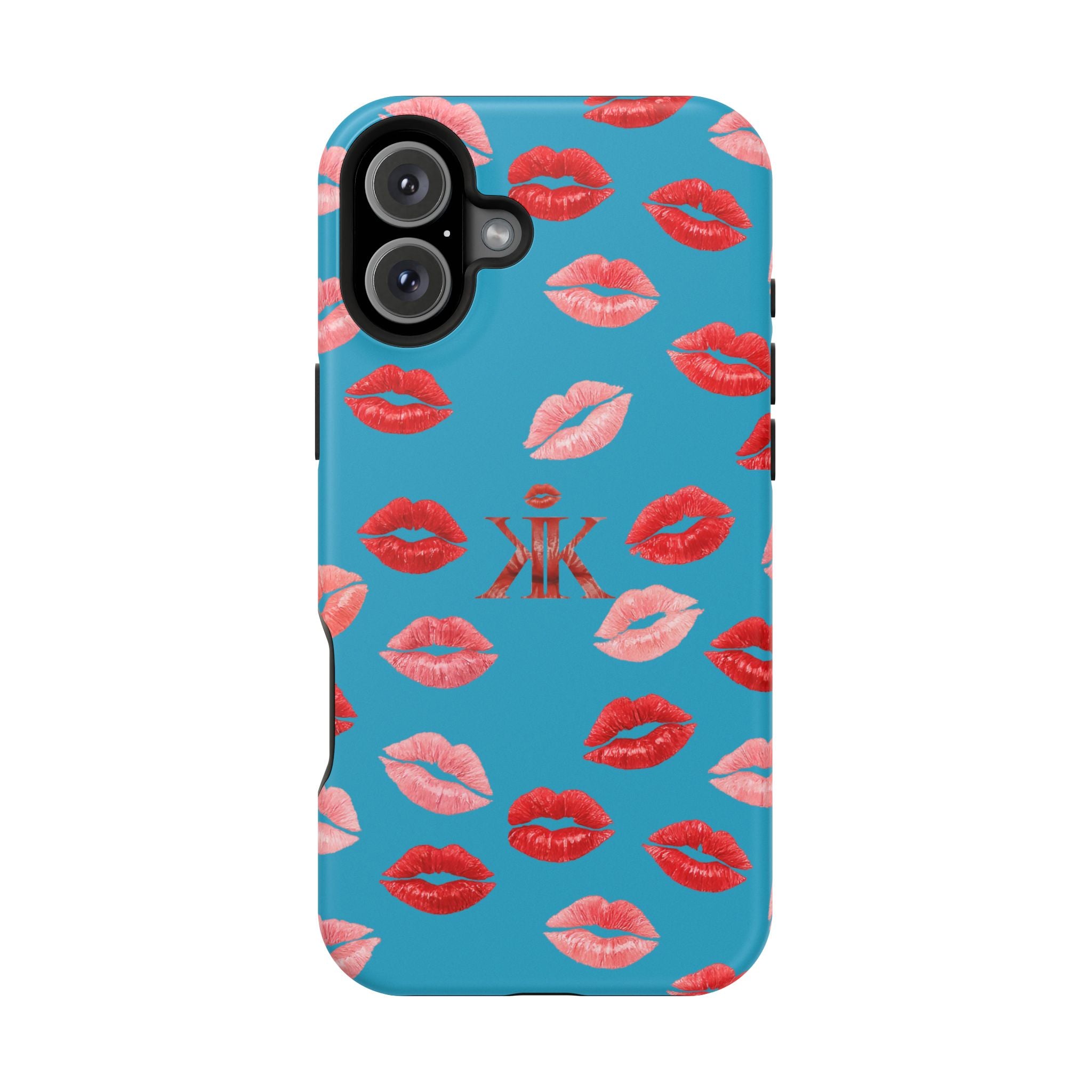 Psyche Collection Turquoise - Kiss Pattern Magnetic Impact Phone Case