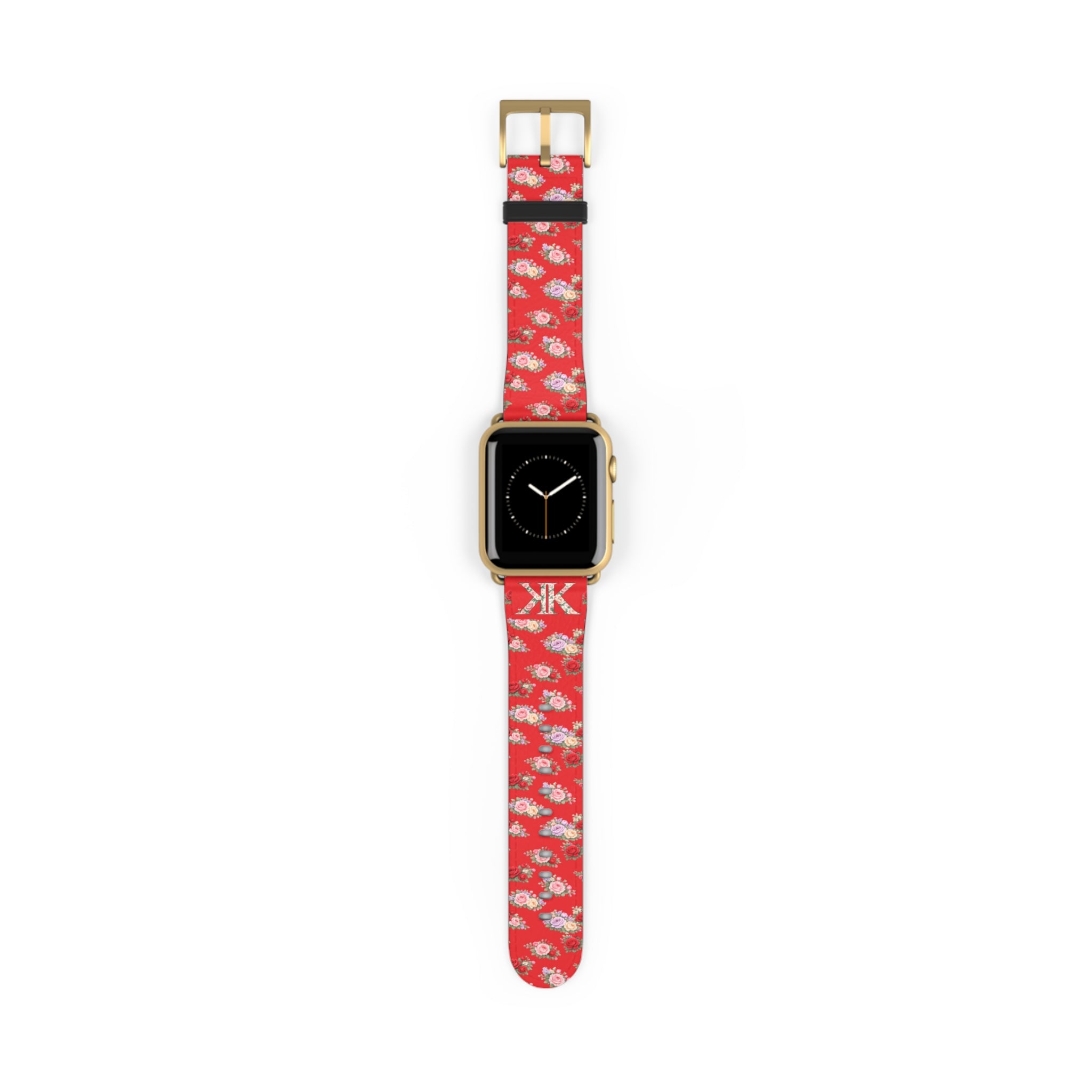 Anthos Collection RED Floral Vintage Watch Band — Apple Watch Strap