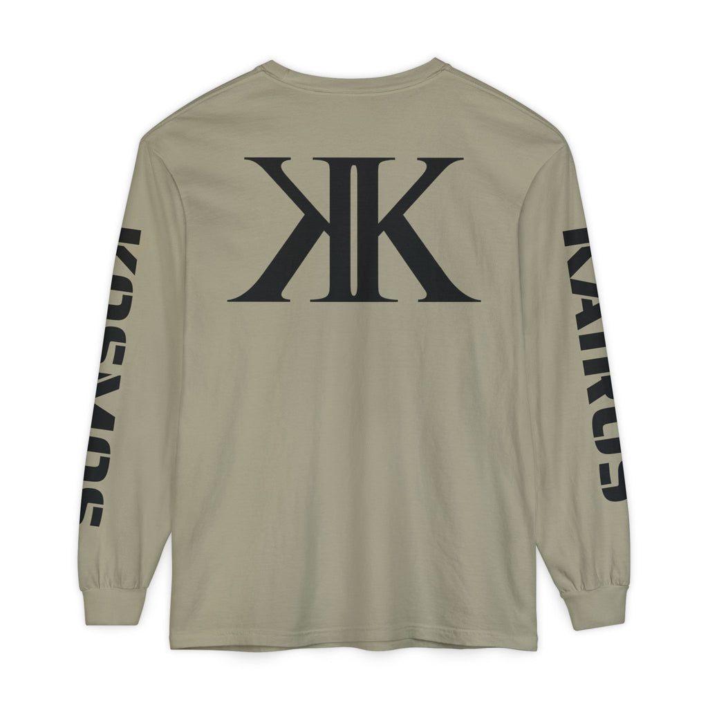 KOSMOS Monogram Uni-Sex Long Sleeve Tee — Bold Black Logo Sleeve Shirt