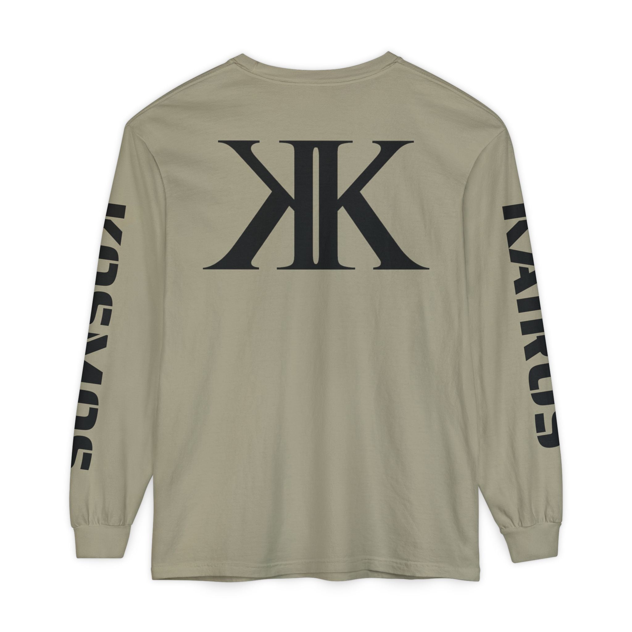 KOSMOS Monogram Uni-Sex Long Sleeve Tee — Bold Black Logo Sleeve Shirt