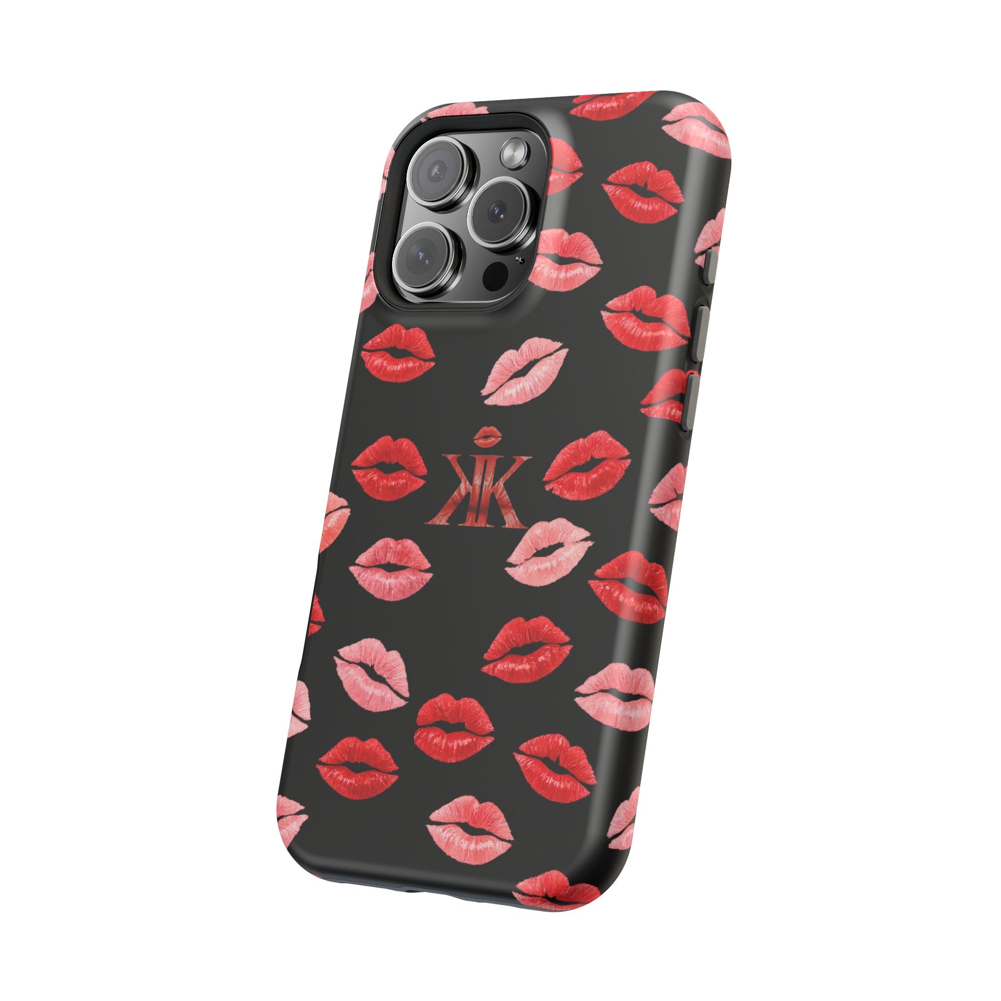 Psyche Collection BLACK - Kiss Pattern Magnetic Impact Phone Case