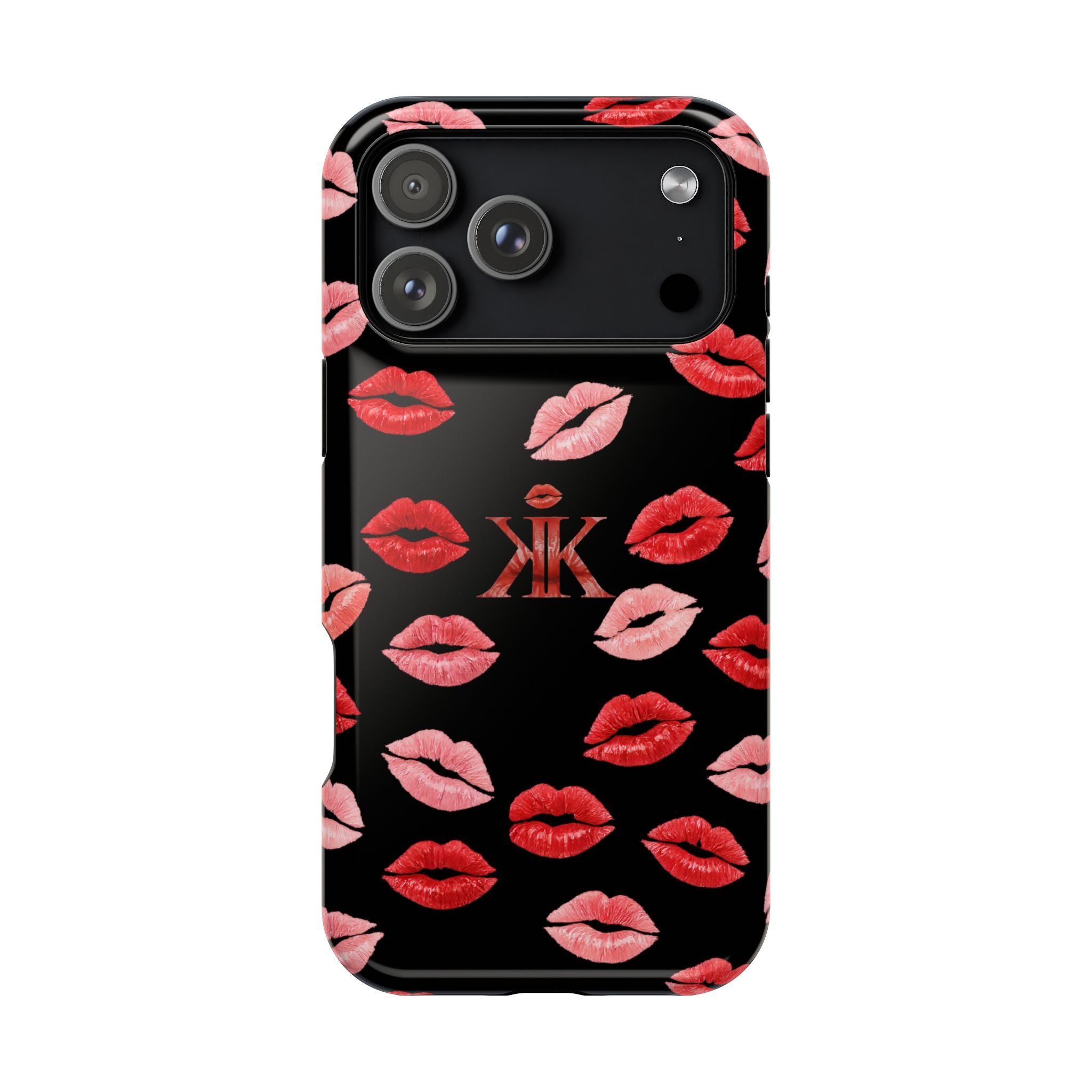 Psyche Collection BLACK - Kiss Pattern Magnetic Impact Phone Case