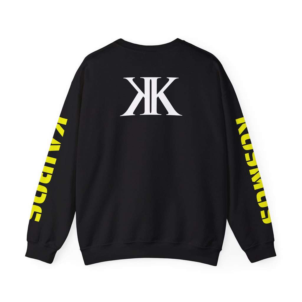 Crewneck Sweatshirt BLACK — Bold KK Logo with Sleeve Text (Kaurde / Kaurde)
