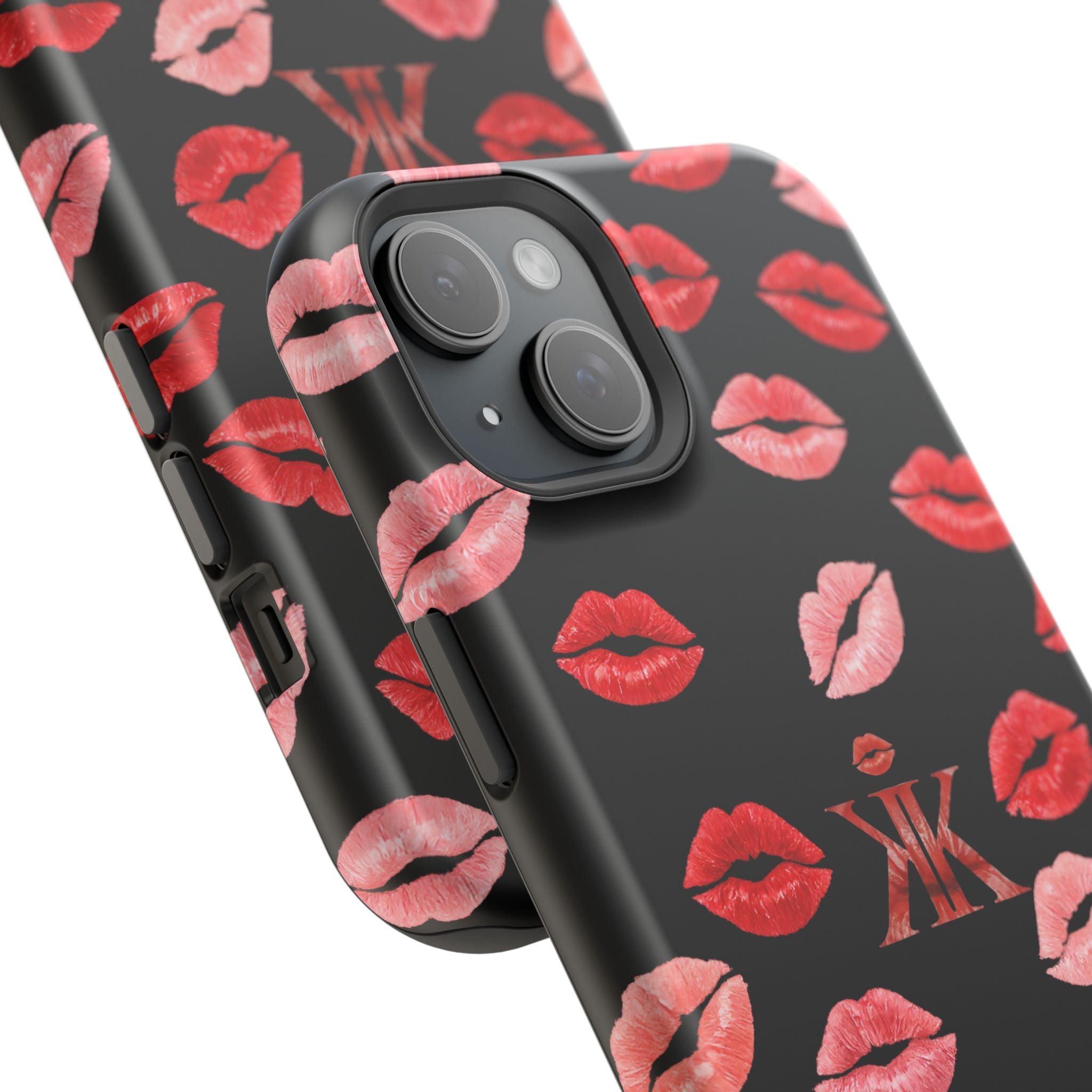 Psyche Collection BLACK - Kiss Pattern Magnetic Impact Phone Case