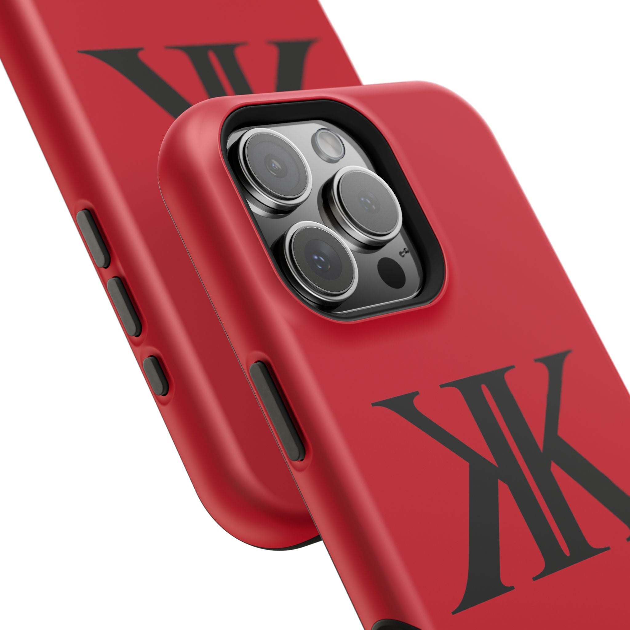 Magnetic Impact-Resistant RED Case with Bold KK Monogram