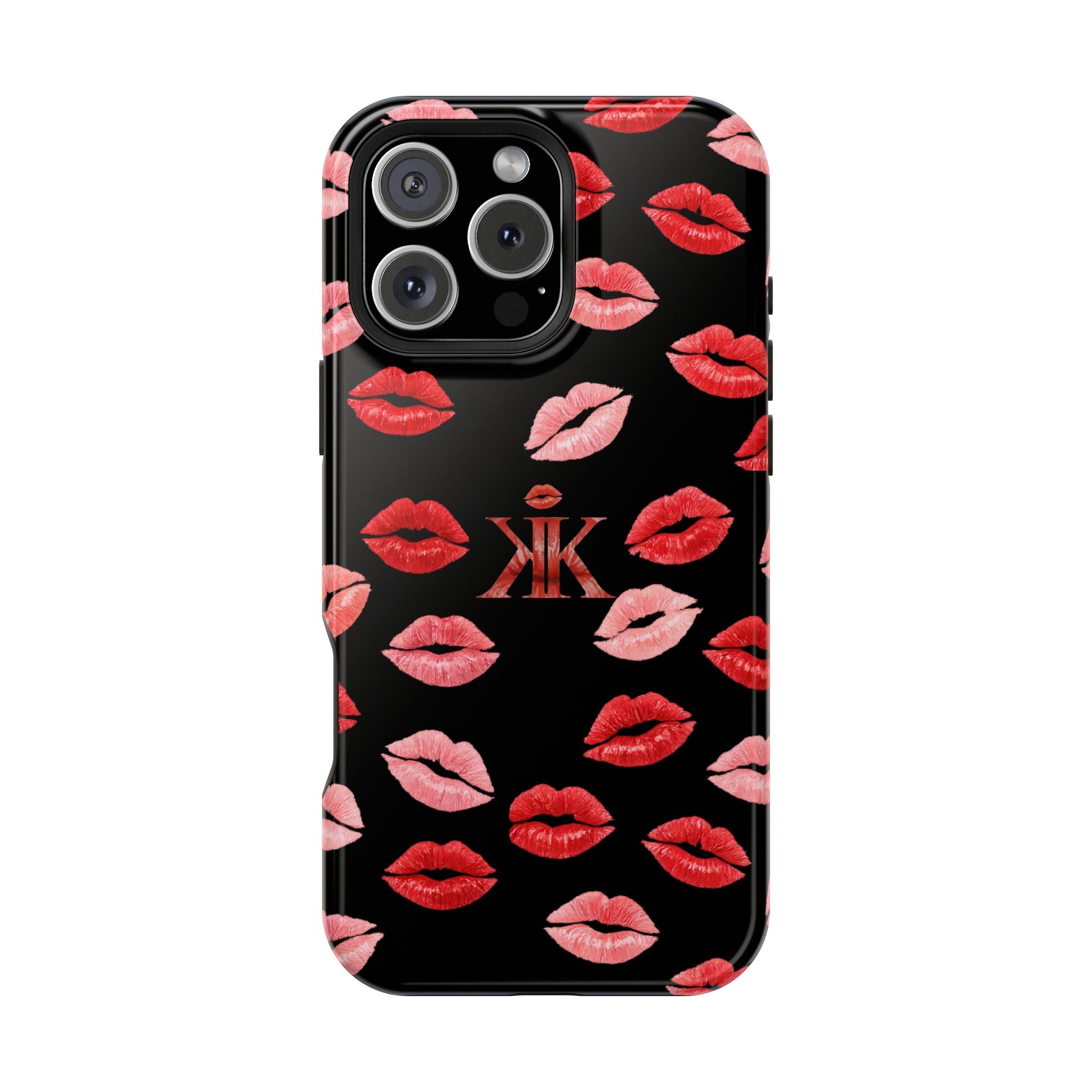 Psyche Collection BLACK - Kiss Pattern Magnetic Impact Phone Case