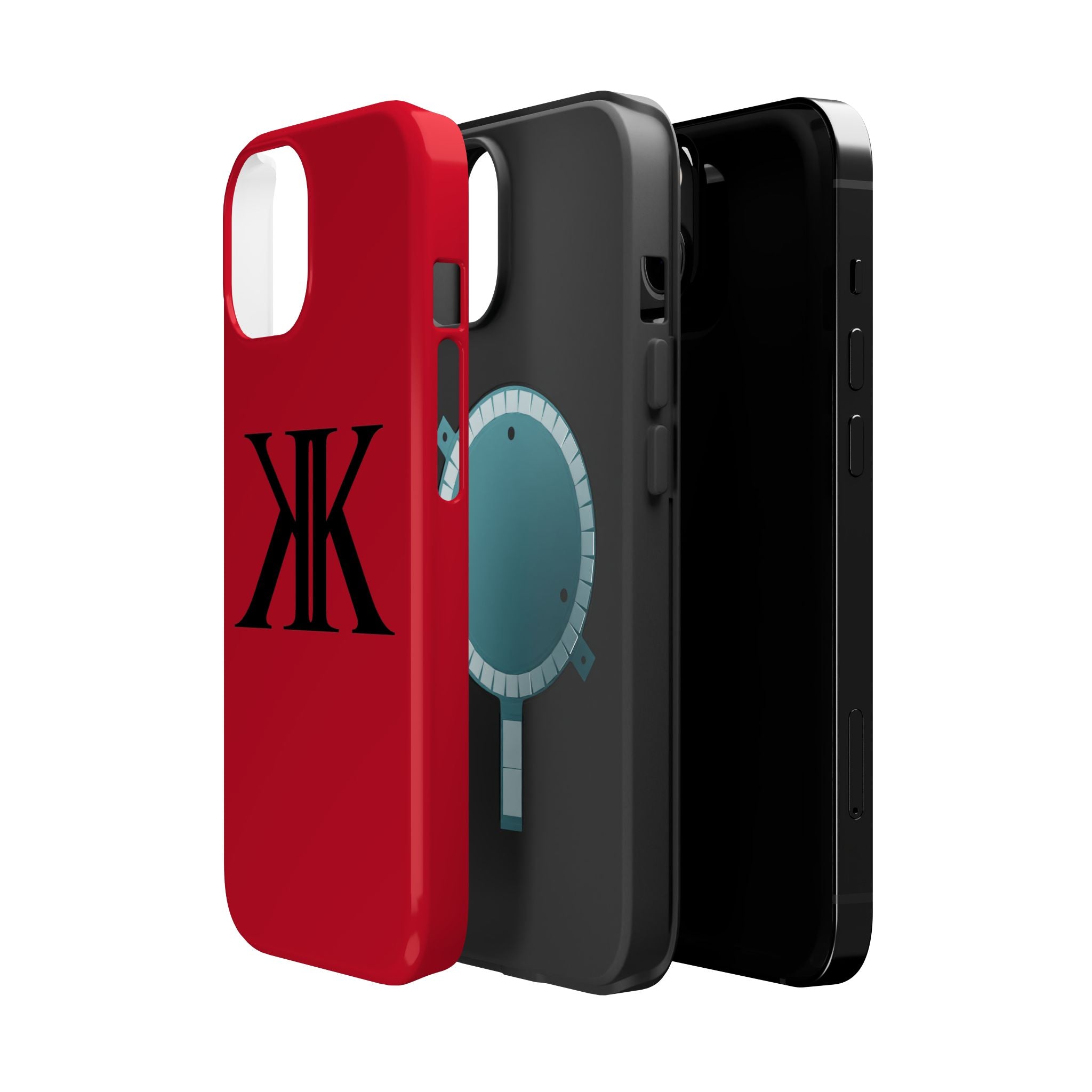 Magnetic Impact-Resistant RED Case with Bold KK Monogram