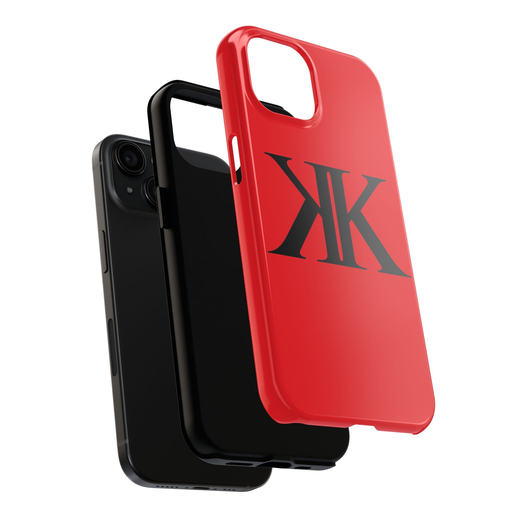 Monogram 'KK' RED Tough Phone Case — Minimal Black Initials Protective Cover
