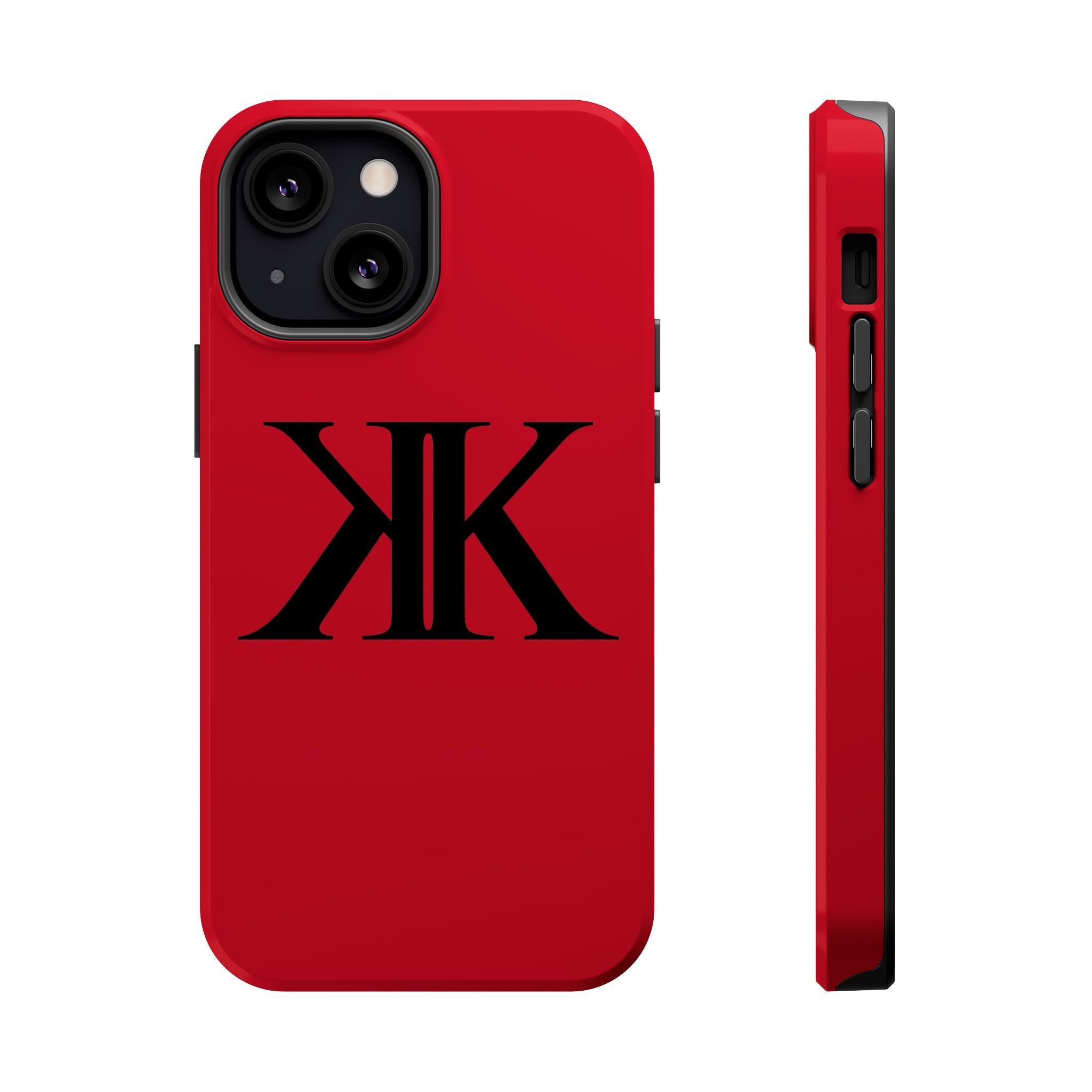 Magnetic Impact-Resistant RED Case with Bold KK Monogram