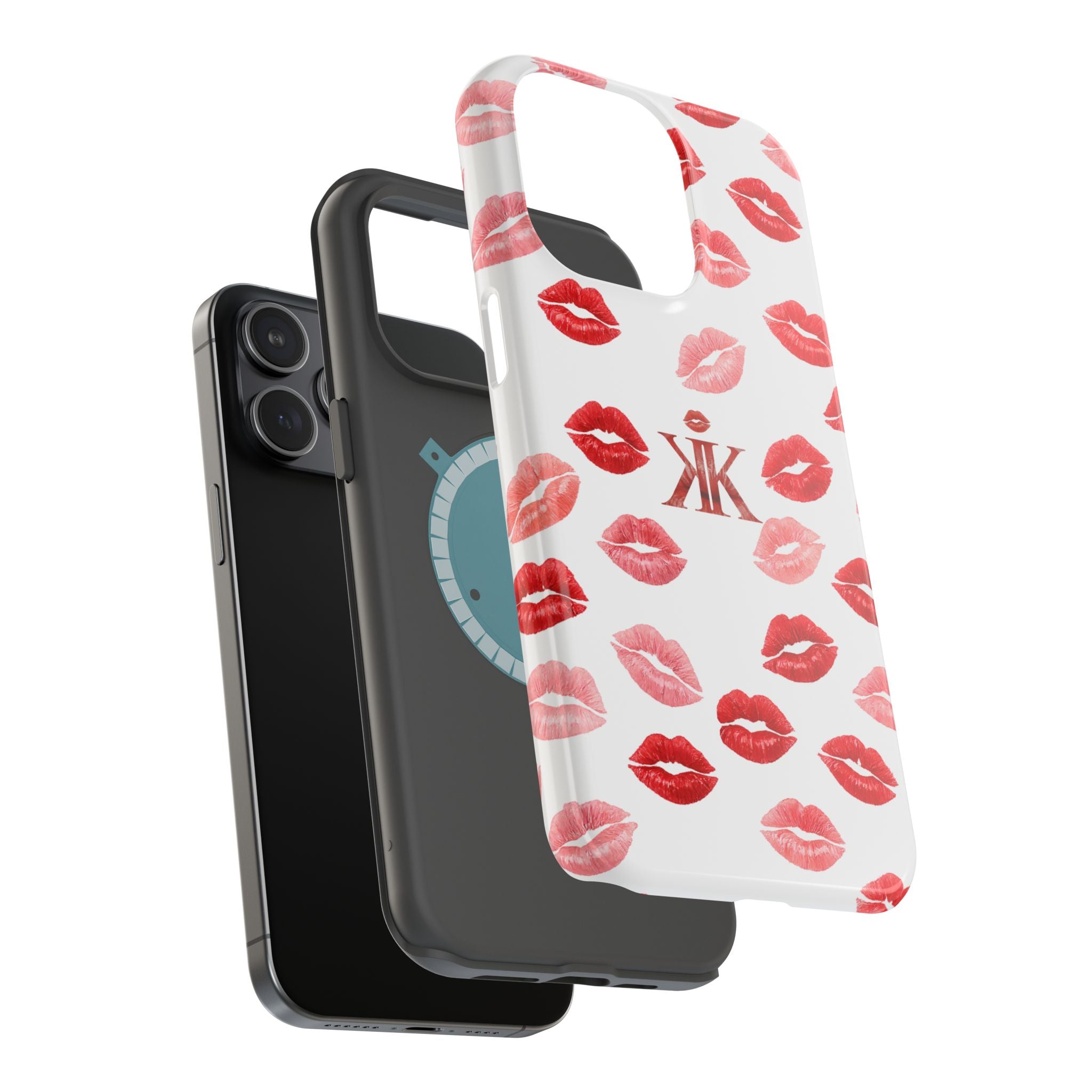 Psyche Collection White - Kiss Pattern Magnetic Impact Phone Case