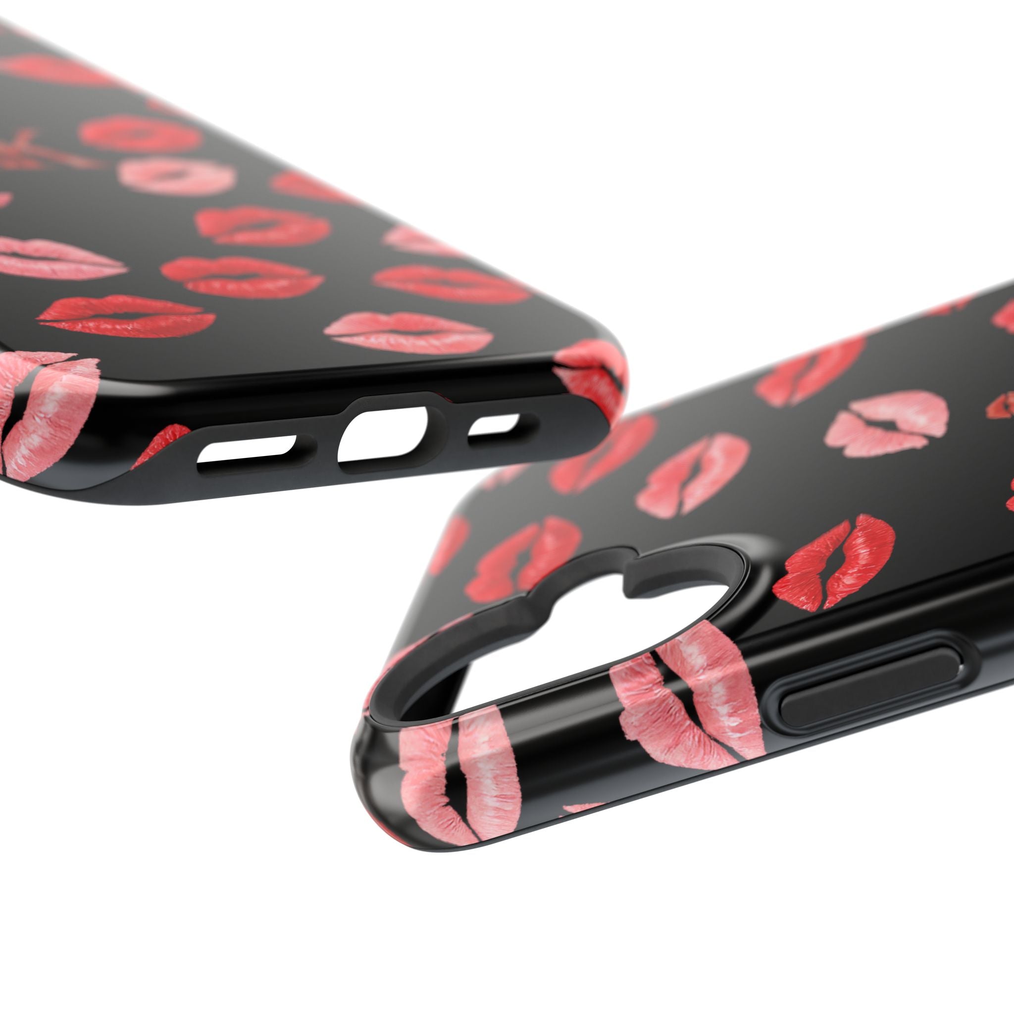 Psyche Collection BLACK - Kiss Pattern Magnetic Impact Phone Case