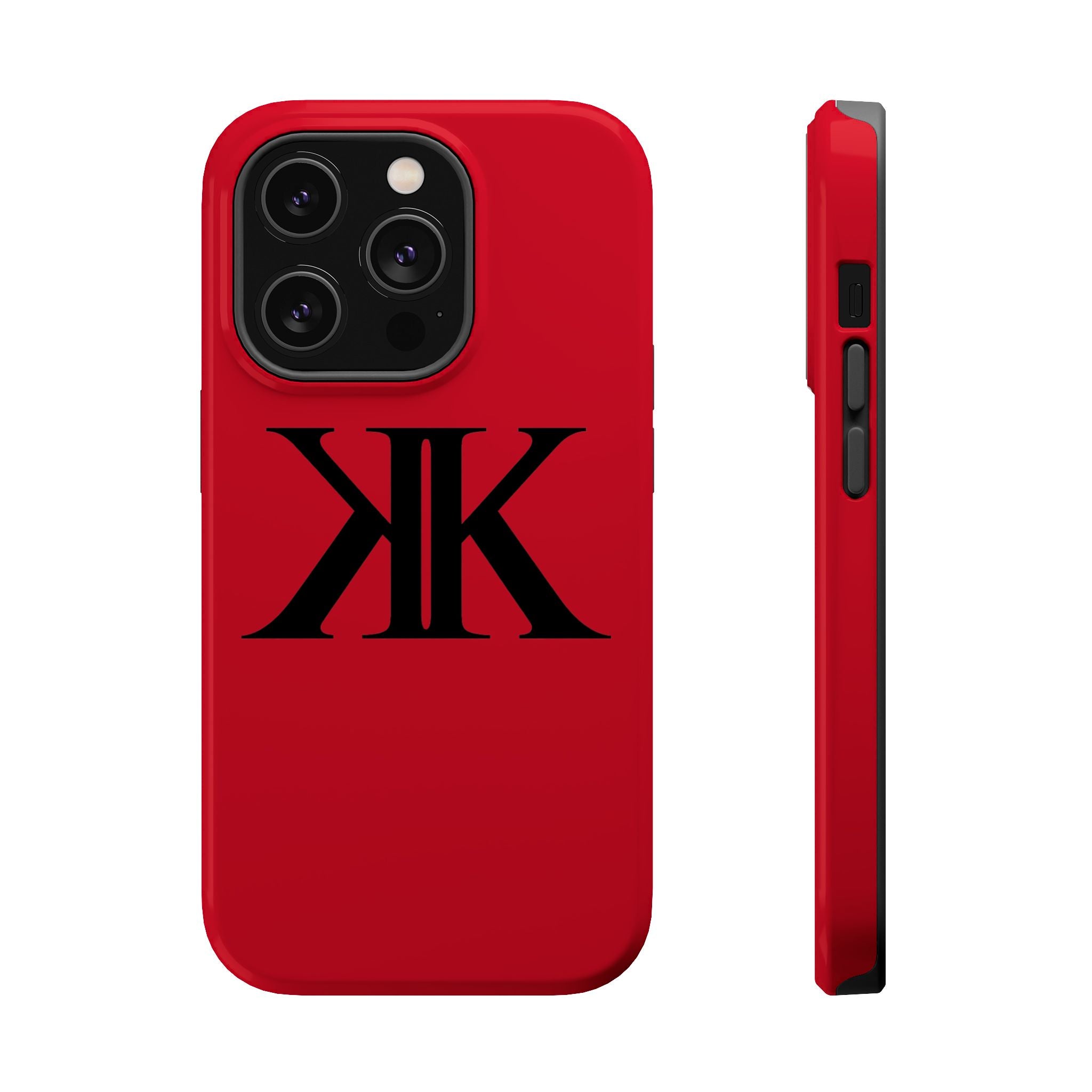 Magnetic Impact-Resistant RED Case with Bold KK Monogram
