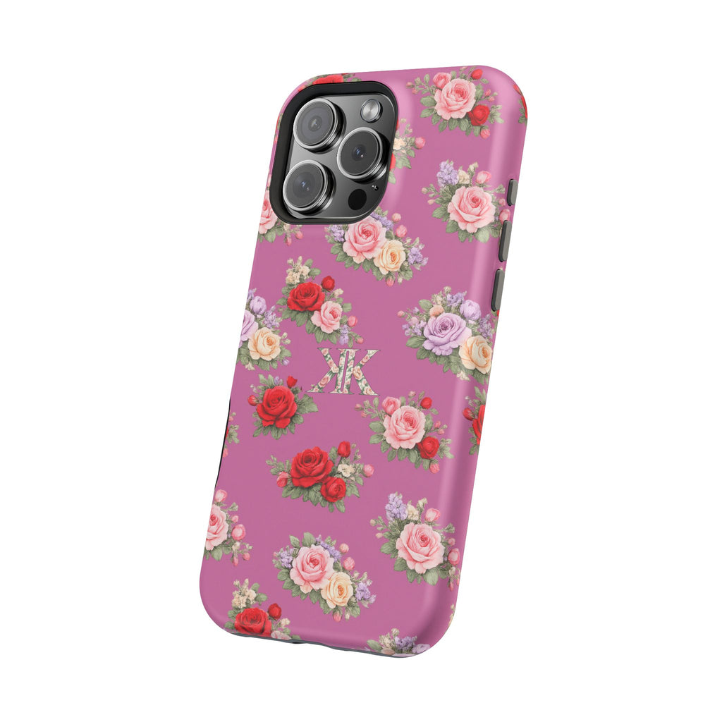 Anthos Collection Light Pink  Vintage Floral Rose Pattern Magnetic Impact-Resistant Phone Case