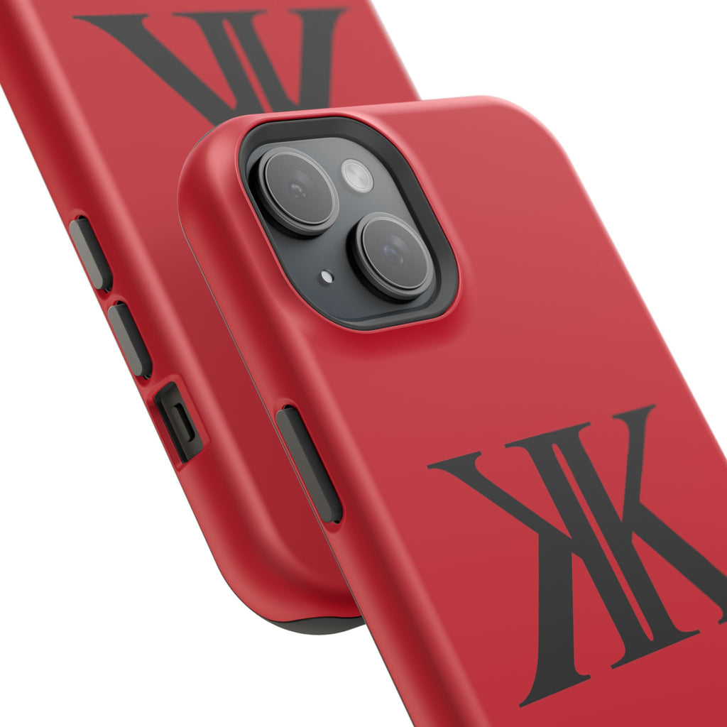 Magnetic Impact-Resistant RED Case with Bold KK Monogram