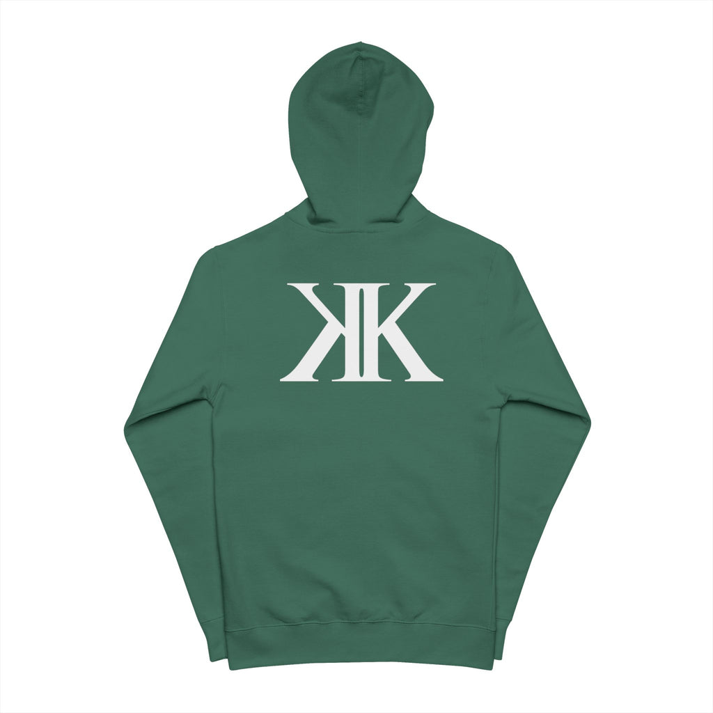 K K Monogram Zip-Up Hoodie — Minimalist Logo Fleece Jacket