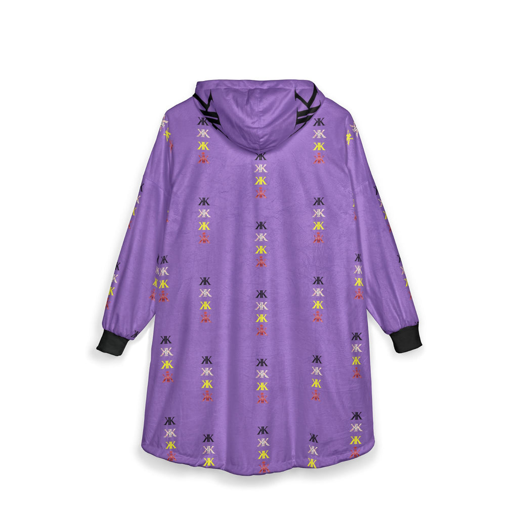Sigil Collection Light Purple Hooded Blanket — Cozy White Patterned Lounge Poncho