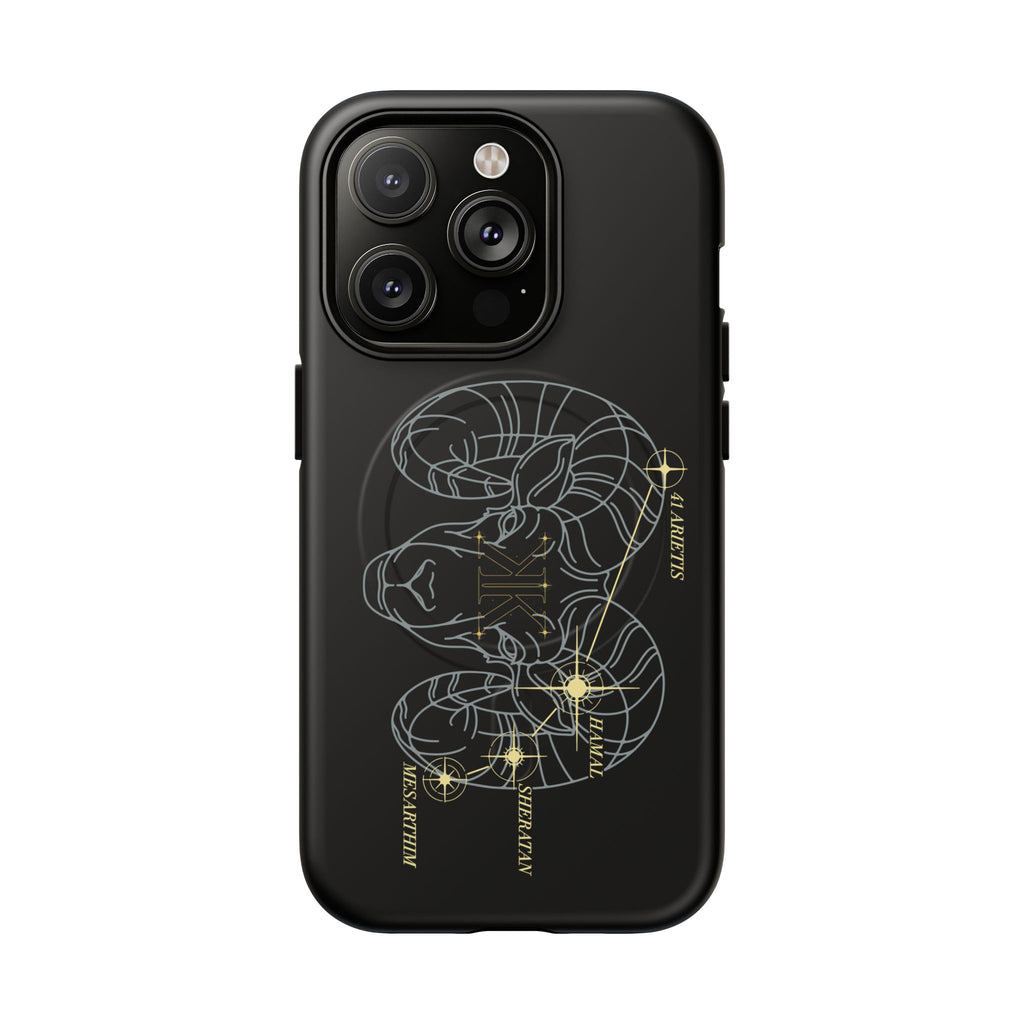 Aether Collection BLACK Aries Tough Magnetic Phone Case — Minimal Zodiac Design
