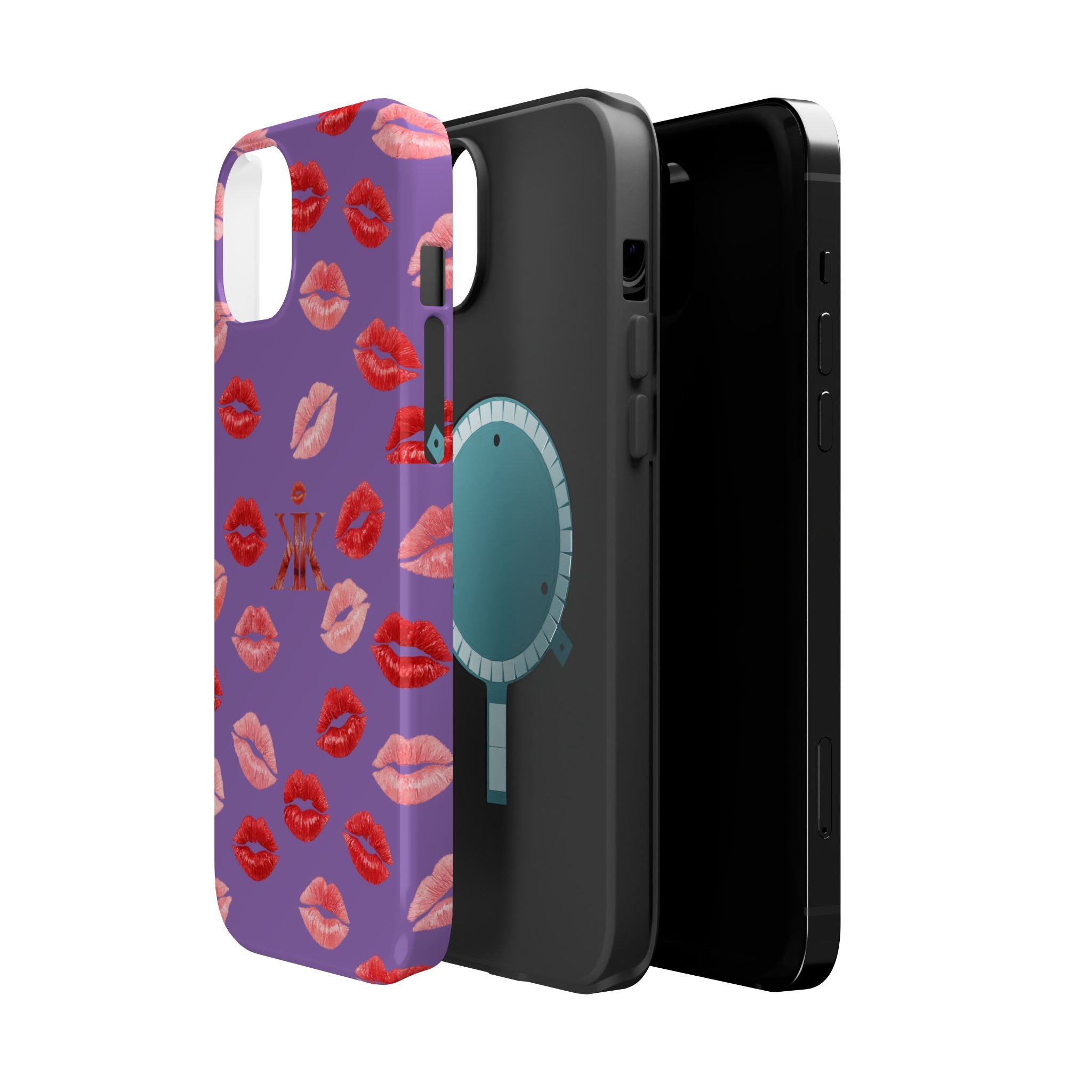 Psyche Collection Light Purple - Kiss Pattern Magnetic Impact Phone Case