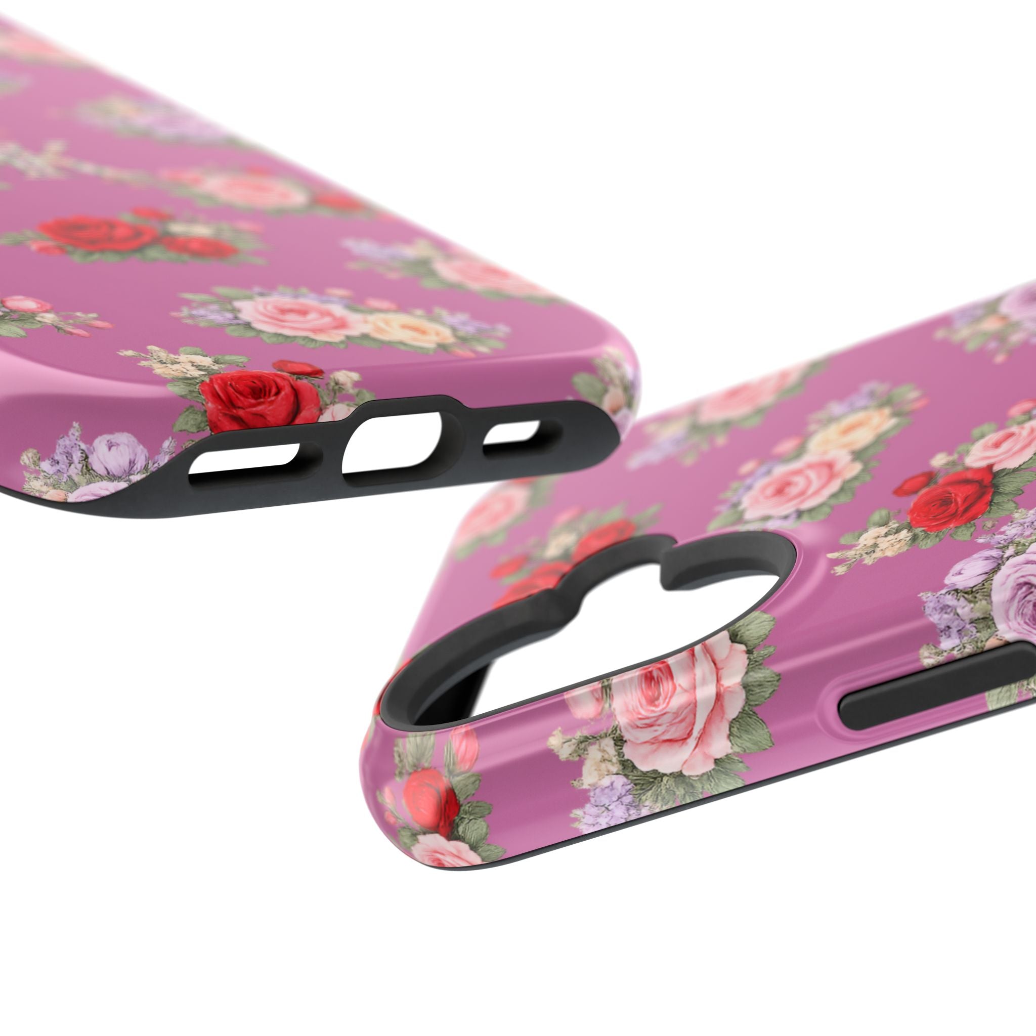 Anthos Collection Light Pink  Vintage Floral Rose Pattern Magnetic Impact-Resistant Phone Case