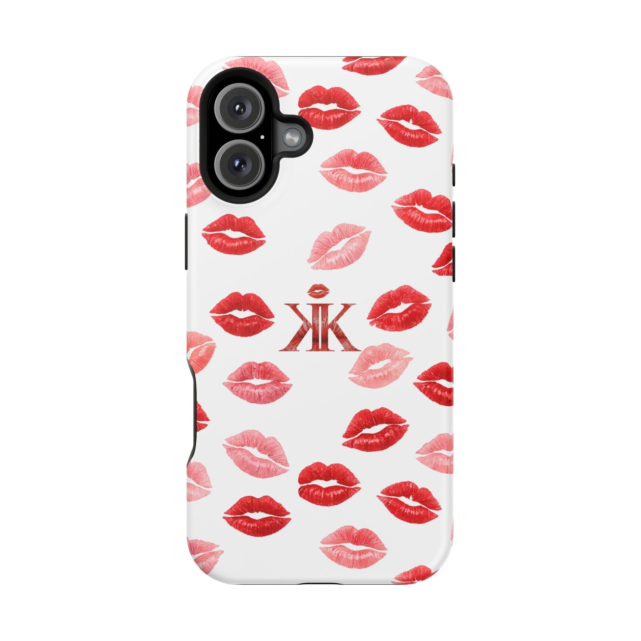 Psyche Collection White - Kiss Pattern Magnetic Impact Phone Case