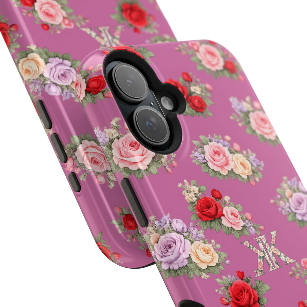 Anthos Collection Light Pink  Vintage Floral Rose Pattern Magnetic Impact-Resistant Phone Case