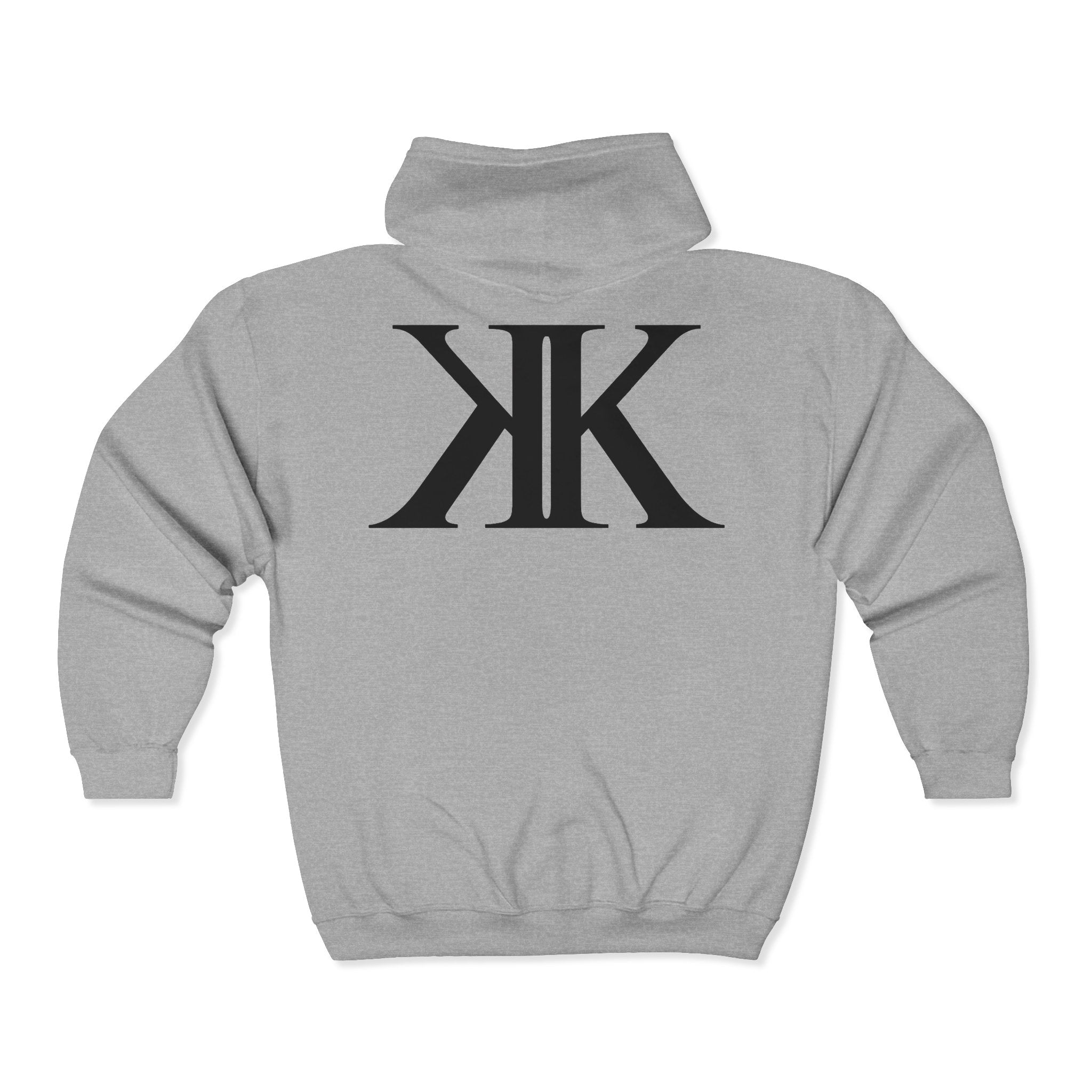 KK Monogram Zip Hoodie - Black Mirror Logo Full-Zip Sweatshirt