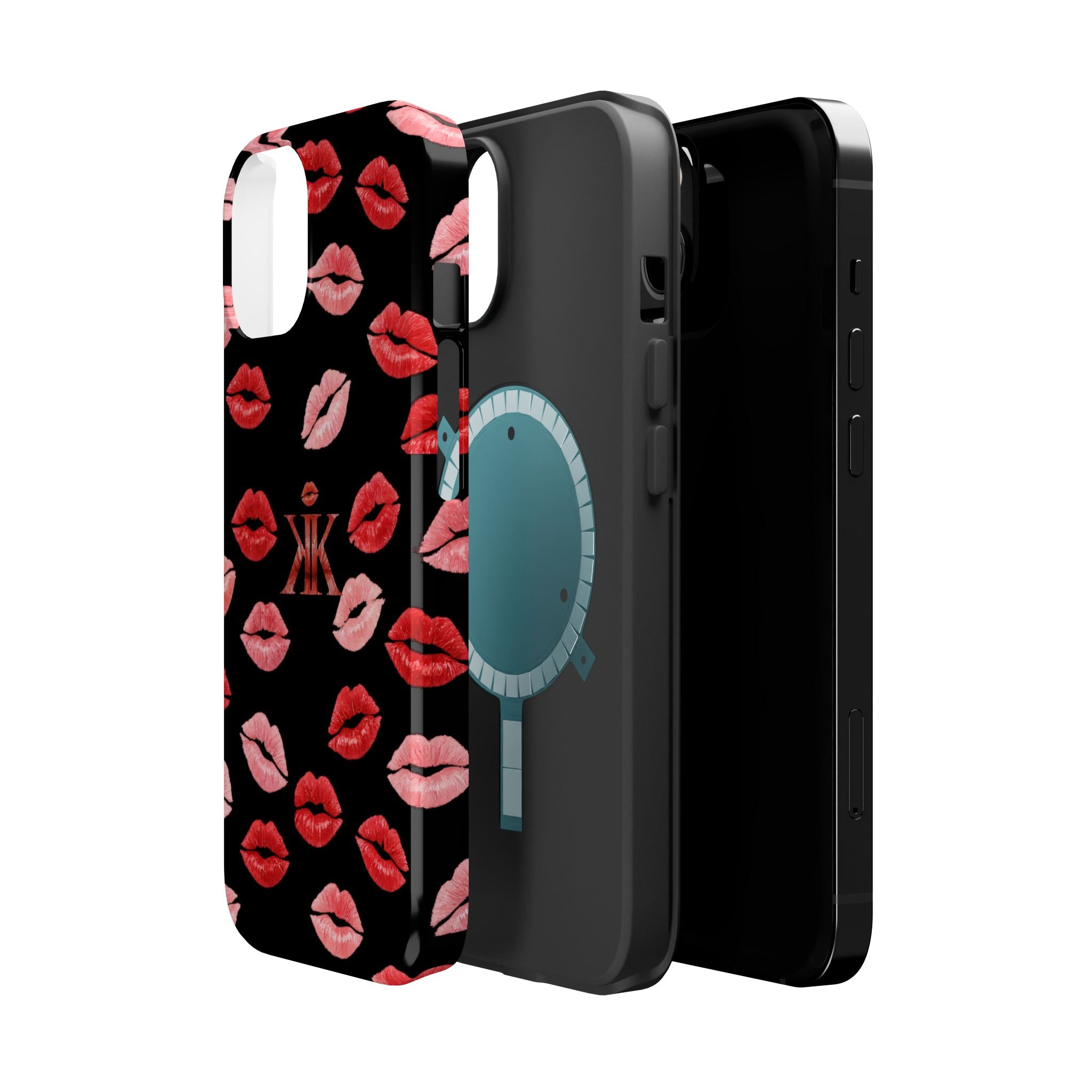Psyche Collection BLACK - Kiss Pattern Magnetic Impact Phone Case