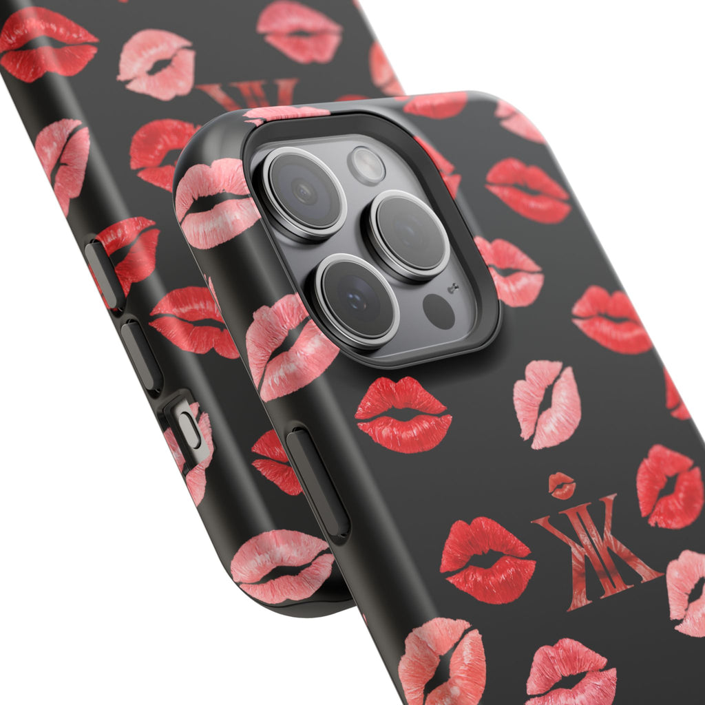 Psyche Collection BLACK - Kiss Pattern Magnetic Impact Phone Case