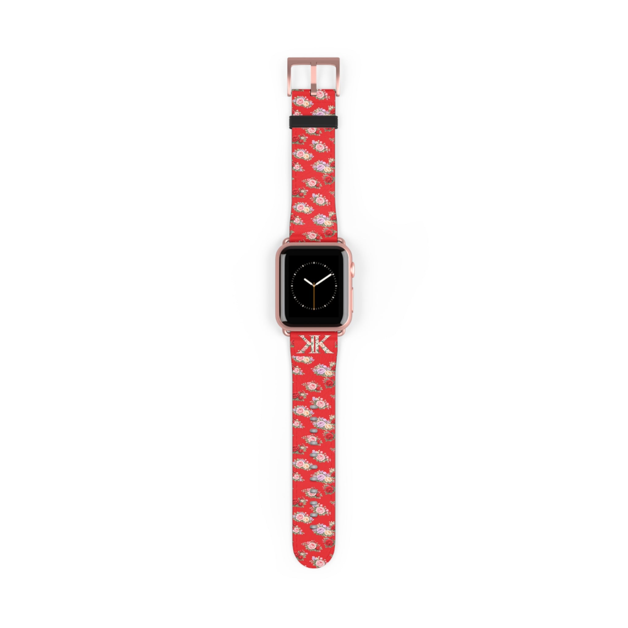 Anthos Collection RED Floral Vintage Watch Band — Apple Watch Strap