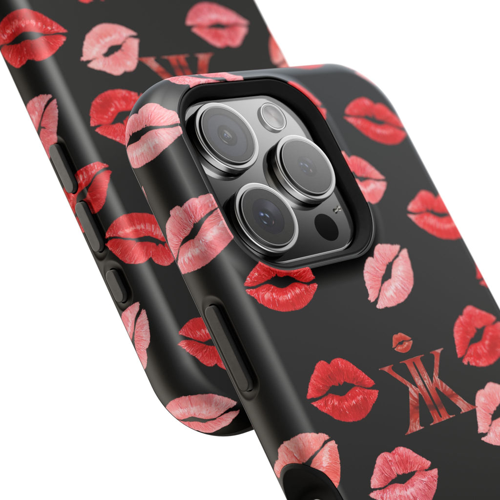 Psyche Collection BLACK - Kiss Pattern Magnetic Impact Phone Case