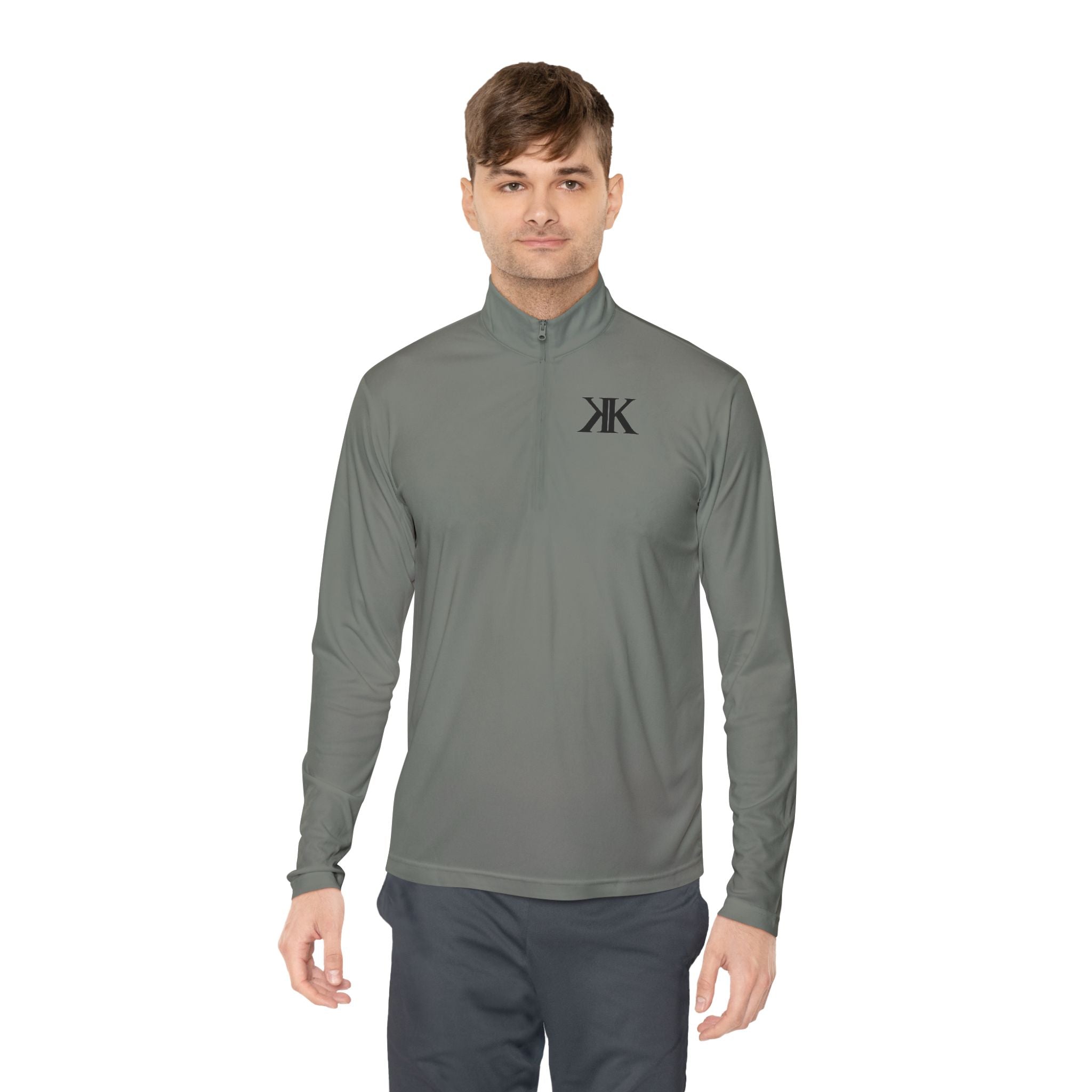 Quarter-Zip Pullover — Minimal Black KK Logo Athletic Pullover
