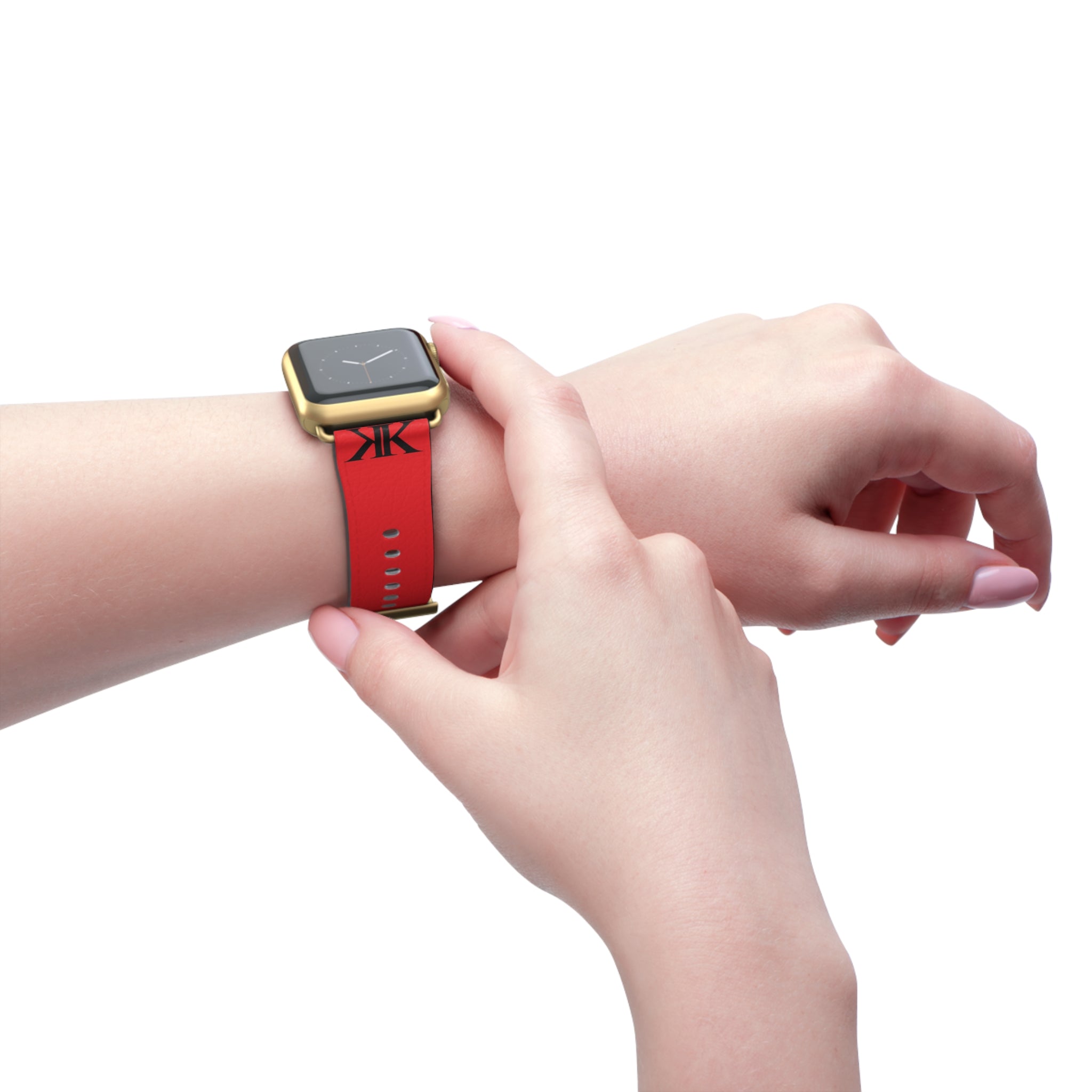 Watch Band RED —  Leather Strap with "GIVE NO FU*KS!" Text