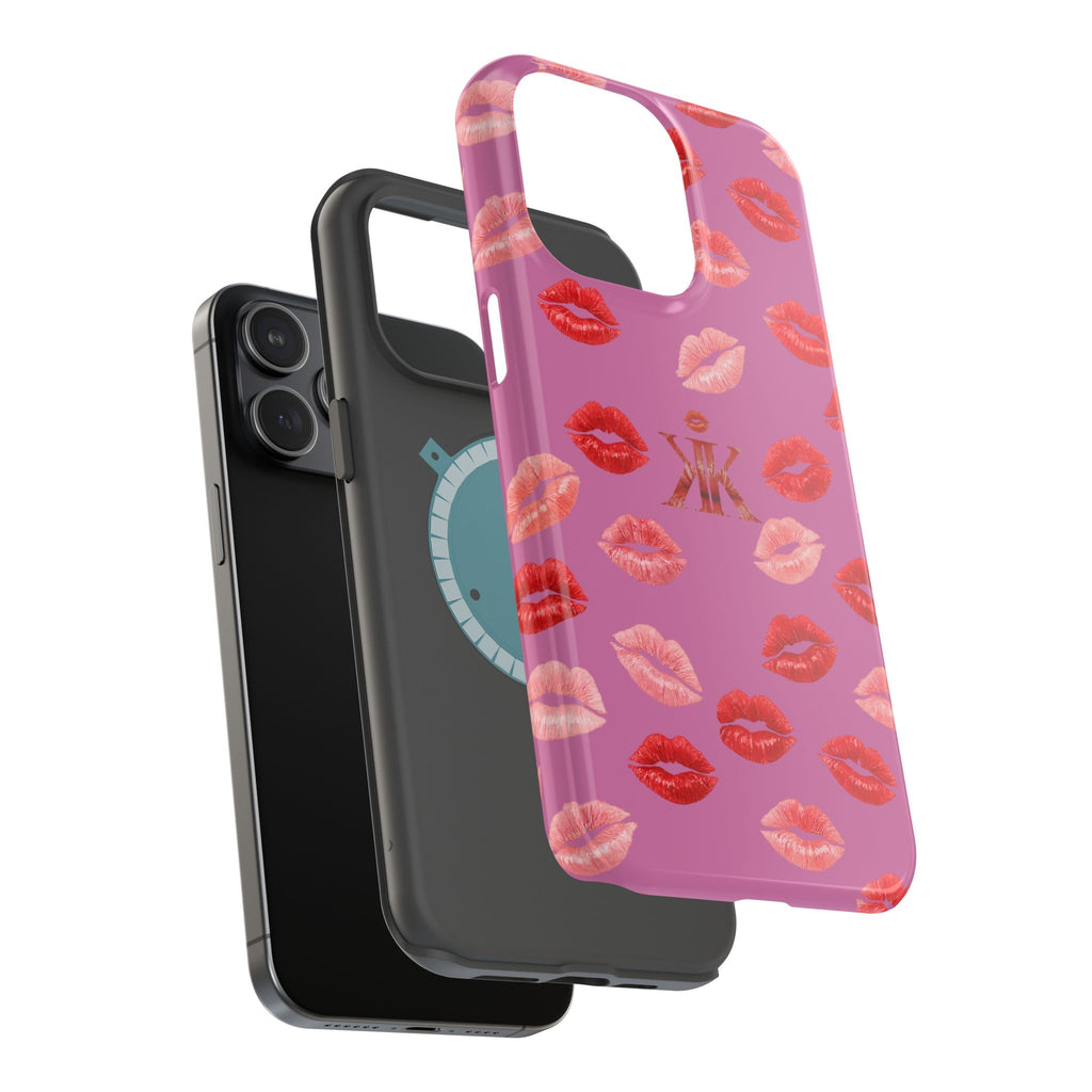 Psyche Collection Light Pink - Kiss Pattern Magnetic Impact Phone Case