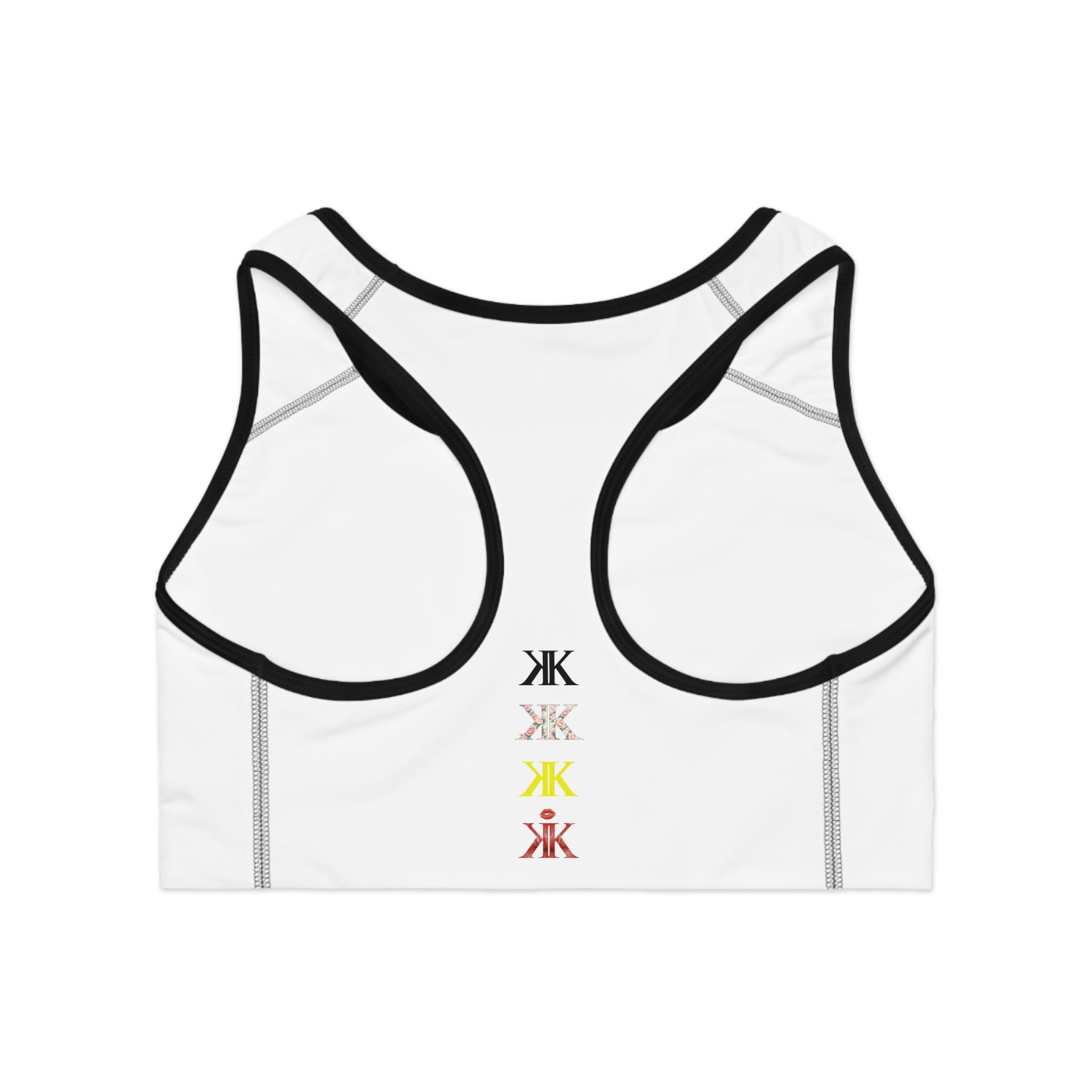 Sigil Collection Minimalist Stacked Logo Sports Bra — Colorful Monogram Activewear
