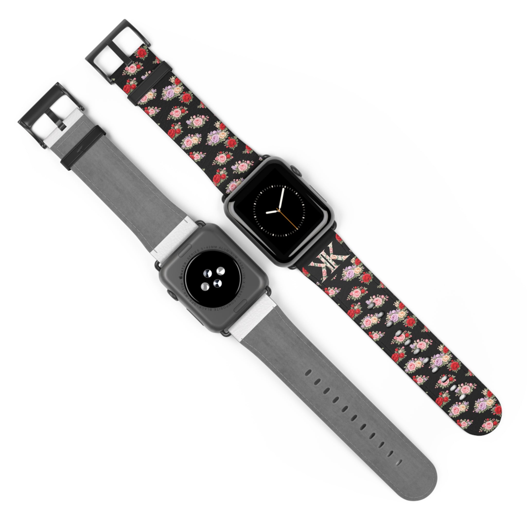 Anthos Collection BLACK Floral Vintage Watch Band — Apple Watch Strap
