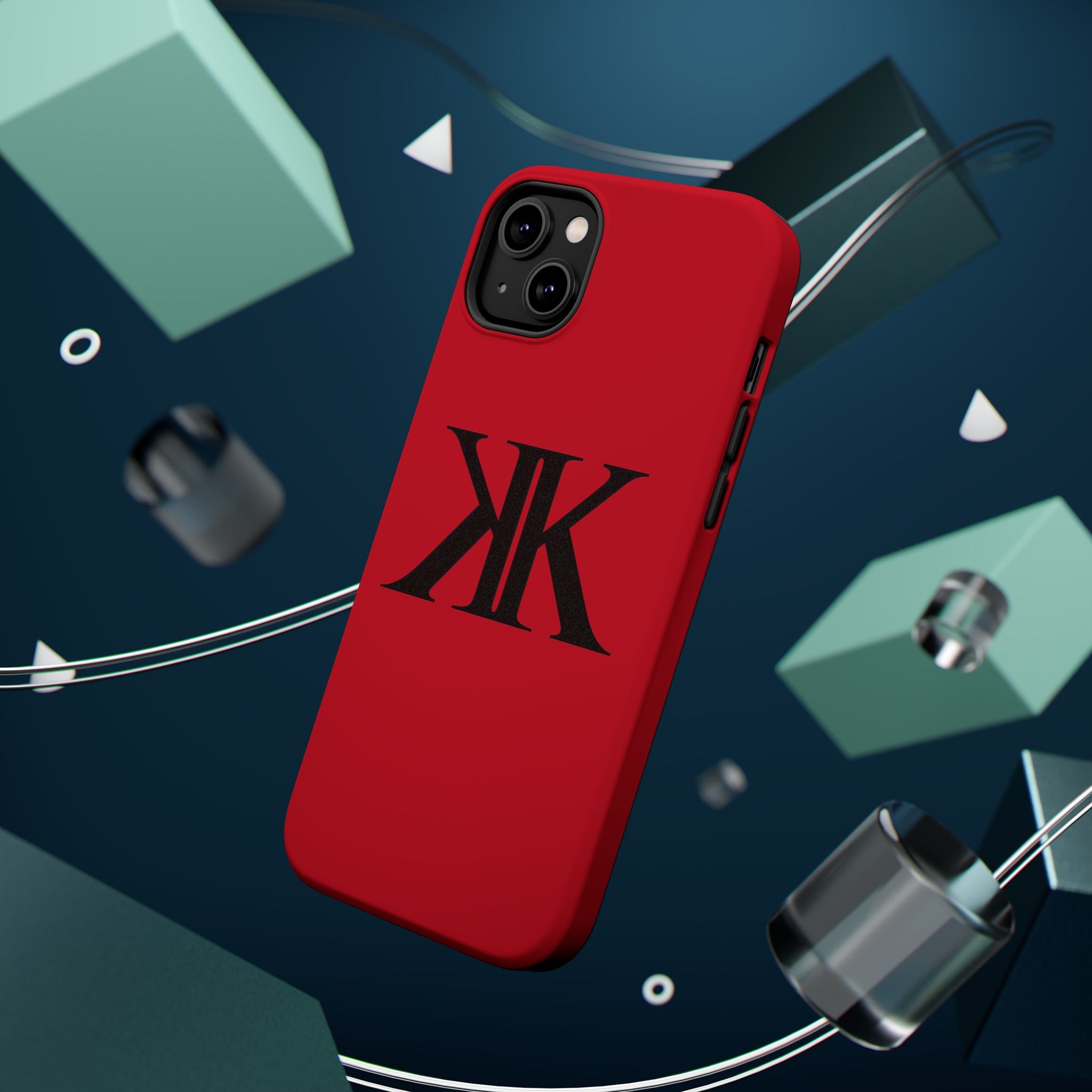 Magnetic Impact-Resistant RED Case with Bold KK Monogram