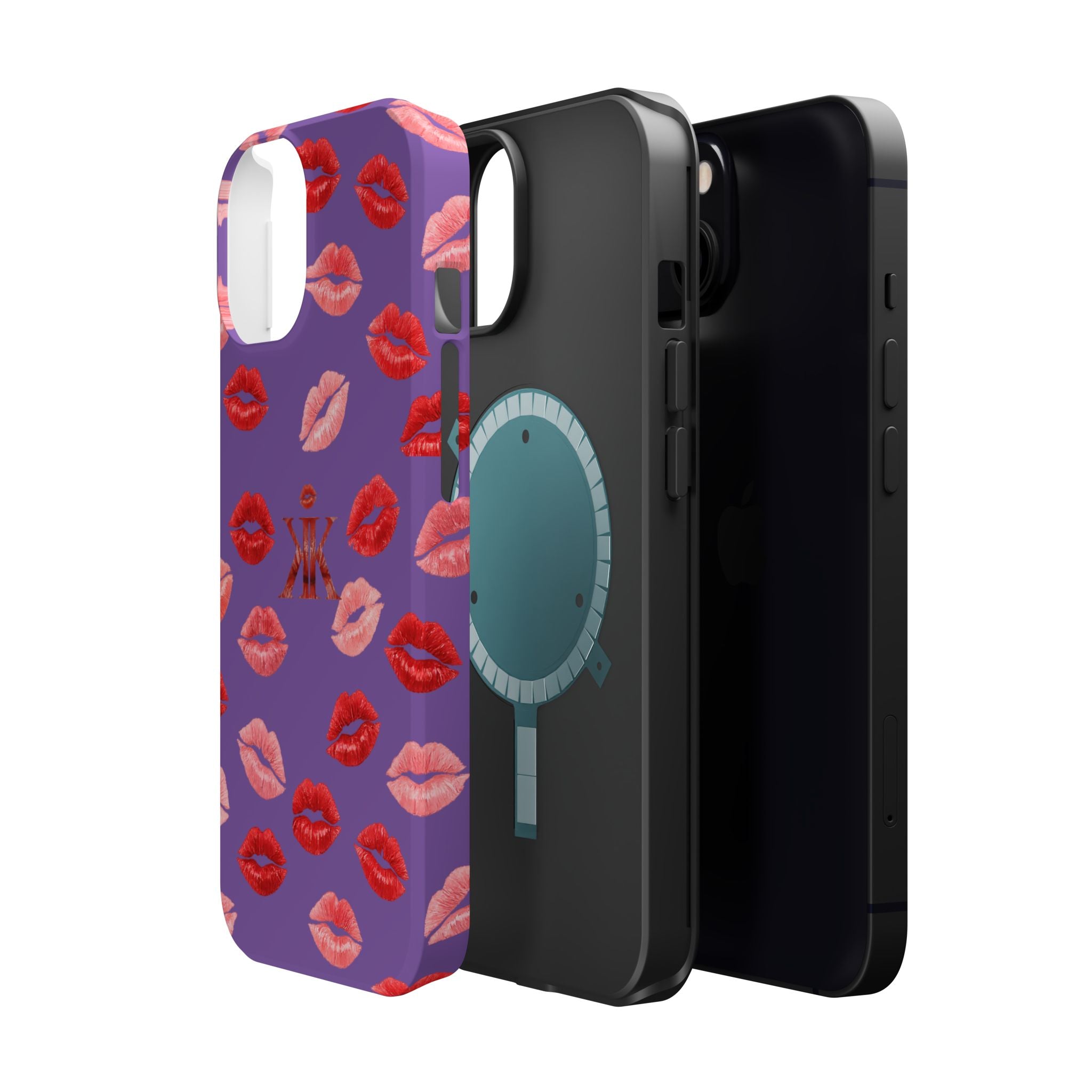 Psyche Collection Light Purple - Kiss Pattern Magnetic Impact Phone Case