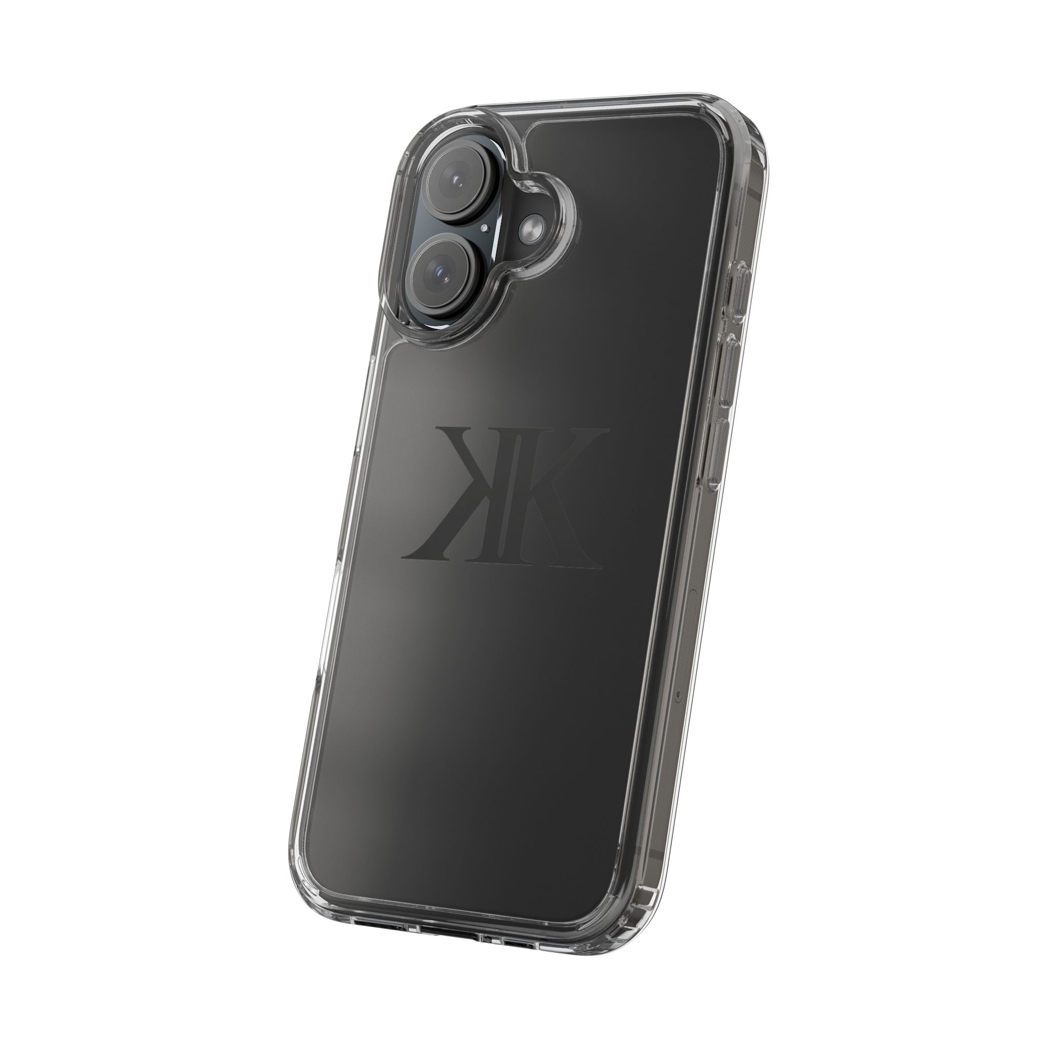 Kairos Kosmos Clear Phone Case — Minimal Black KK Monogram