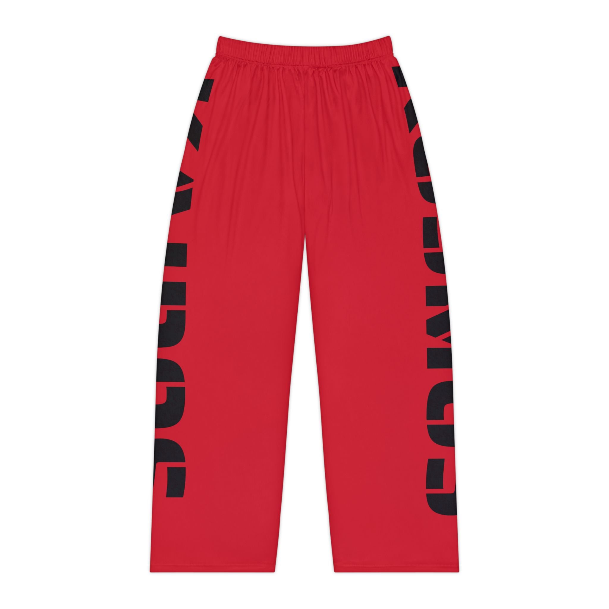 Pajama Pants RED with Bold Black Side Text — 'KAIROS' Lounge Sleepwear