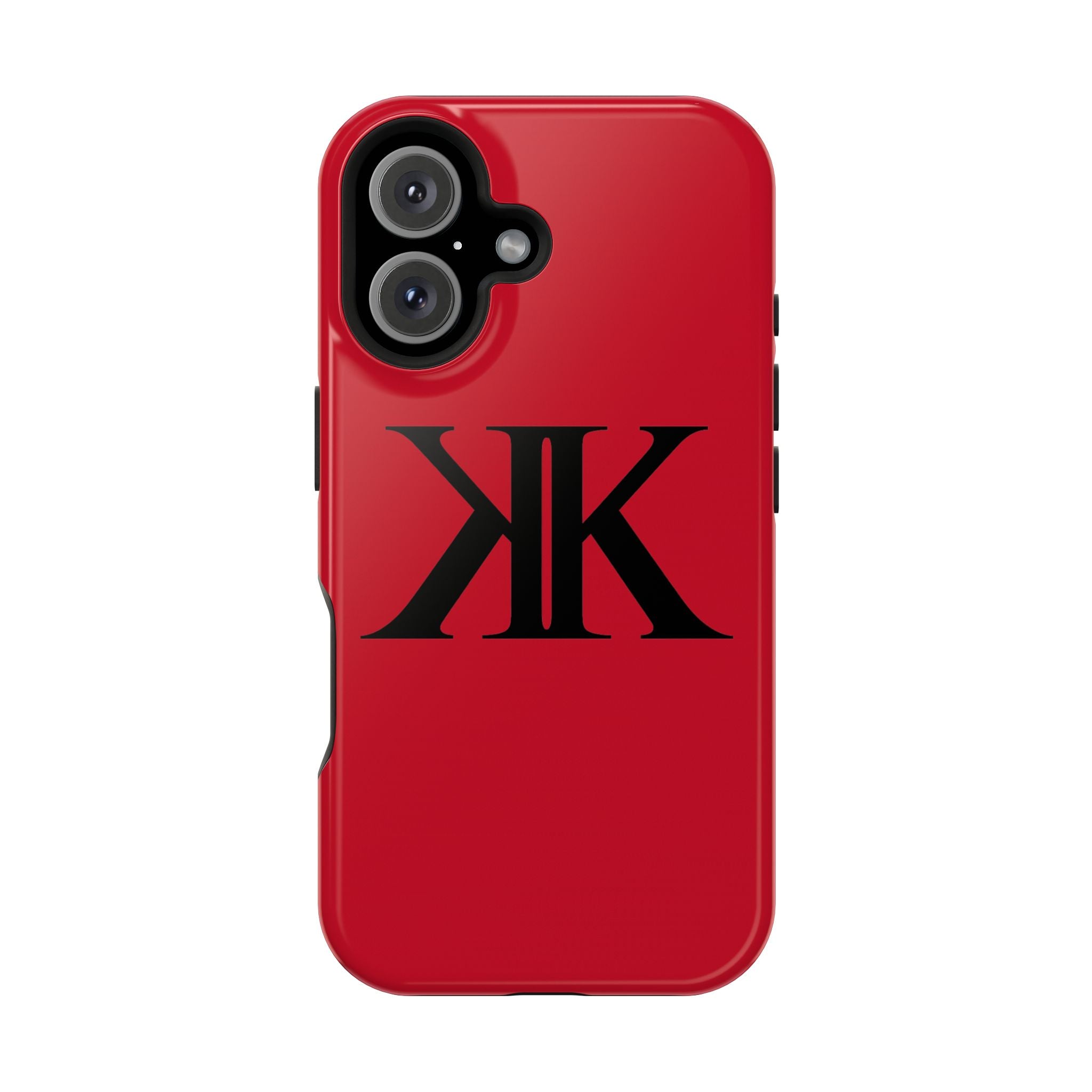Magnetic Impact-Resistant RED Case with Bold KK Monogram