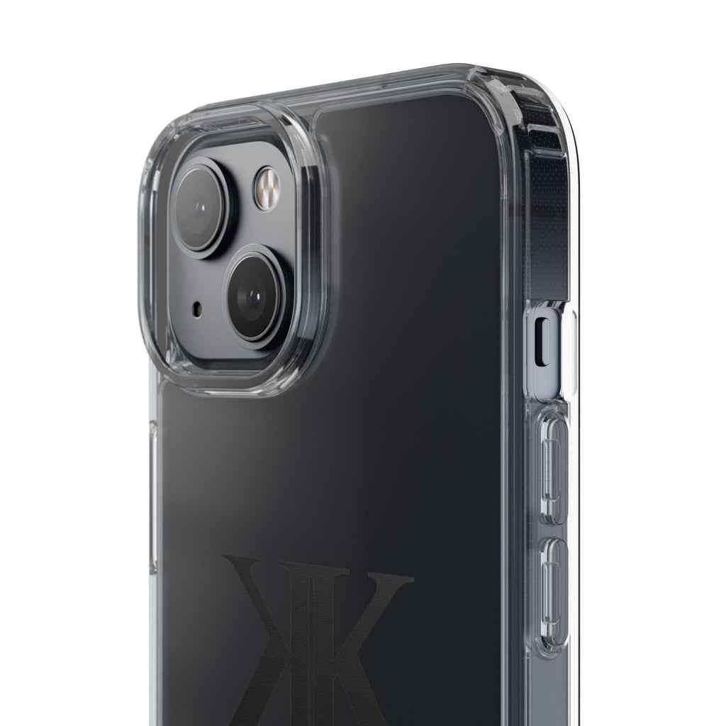 Kairos Kosmos Clear Phone Case — Minimal Black KK Monogram