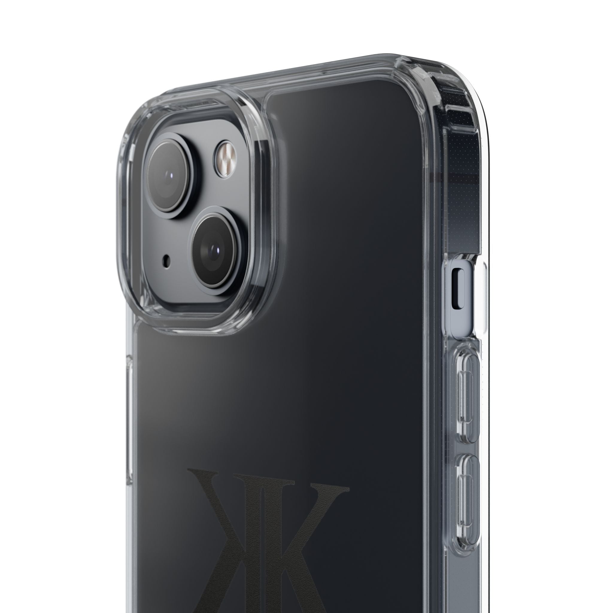 Kairos Kosmos Clear Phone Case — Minimal Black KK Monogram
