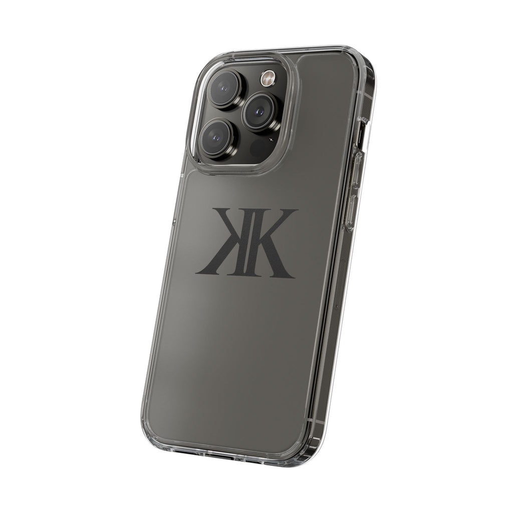 Kairos Kosmos Clear Phone Case — Minimal Black KK Monogram
