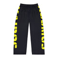 Pajama Pants BLACK — Sleep Loungewear with Bold Yellow Side Text (KAIROS)
