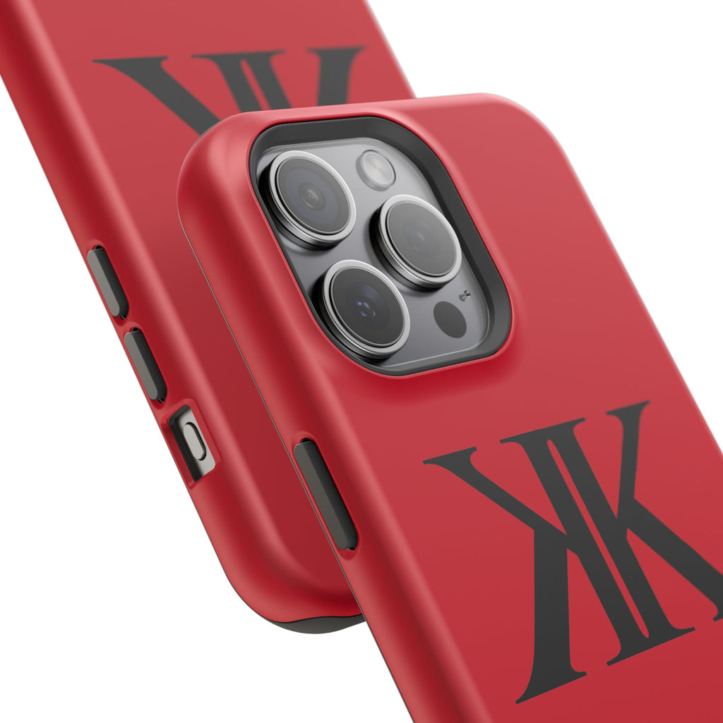 Magnetic Impact-Resistant RED Case with Bold KK Monogram